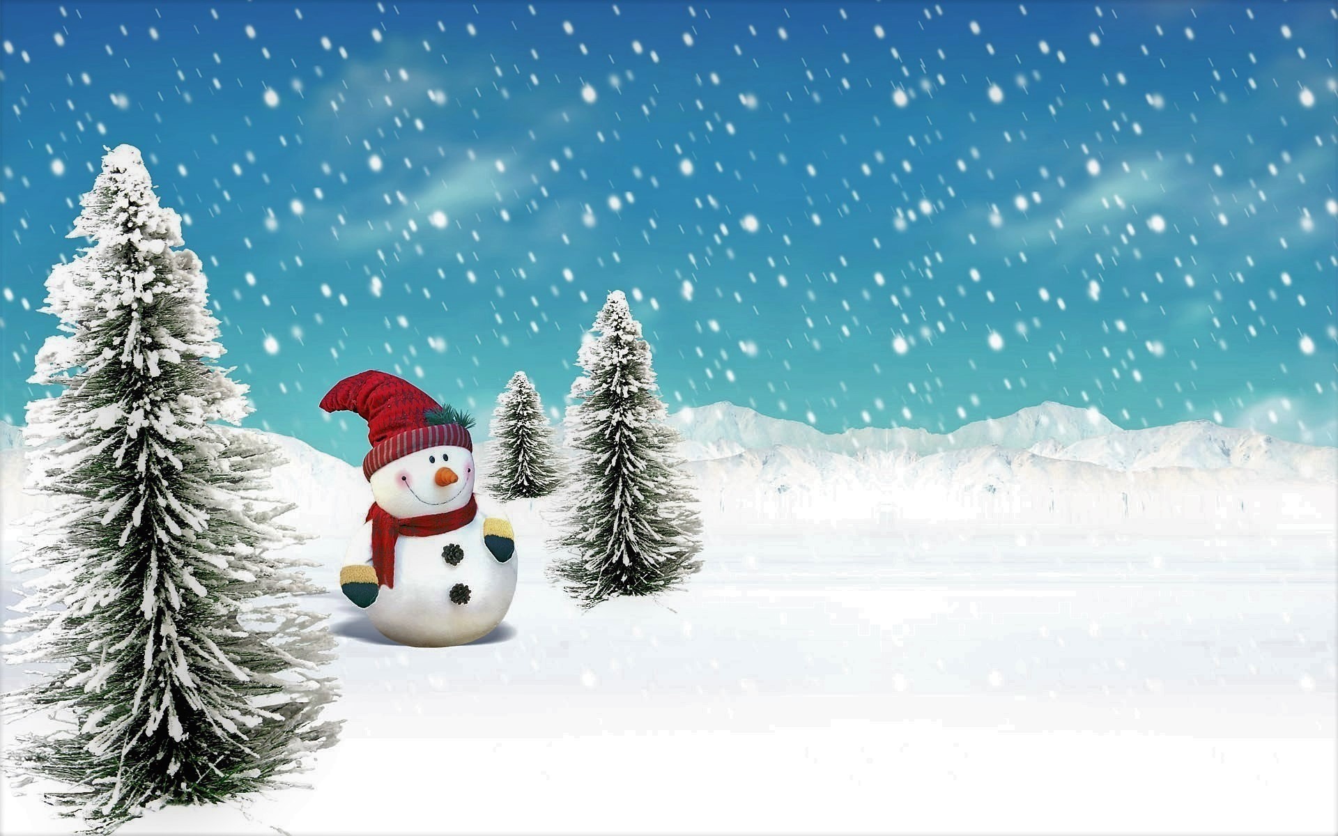 Download mobile wallpaper Winter, Snow, Snowman, Tree, Artistic, Snowfall for free.