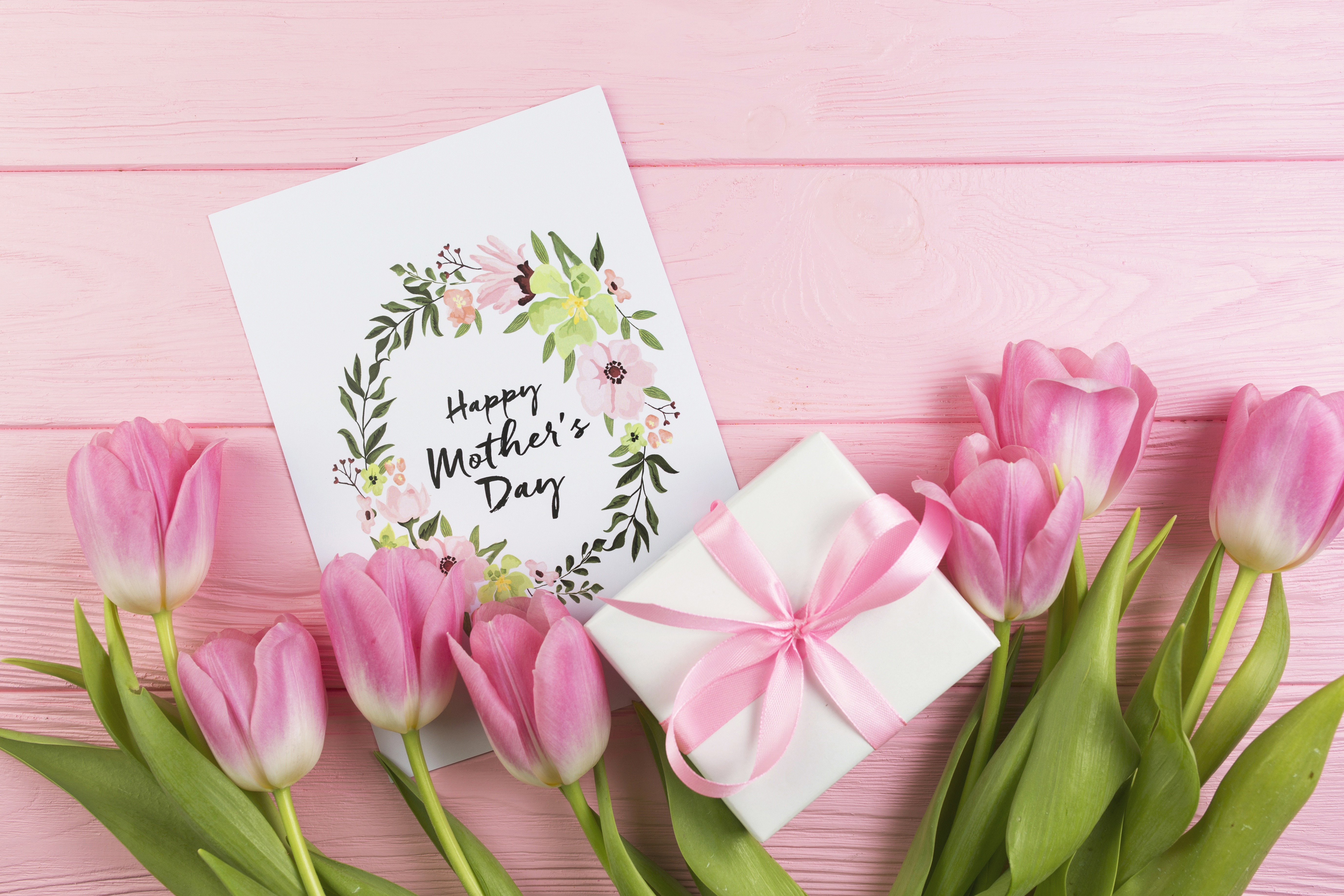 885666 baixar papel de parede feriados, dia das mães, flor, presente, flor rosa, tulipa - protetores de tela e imagens gratuitamente