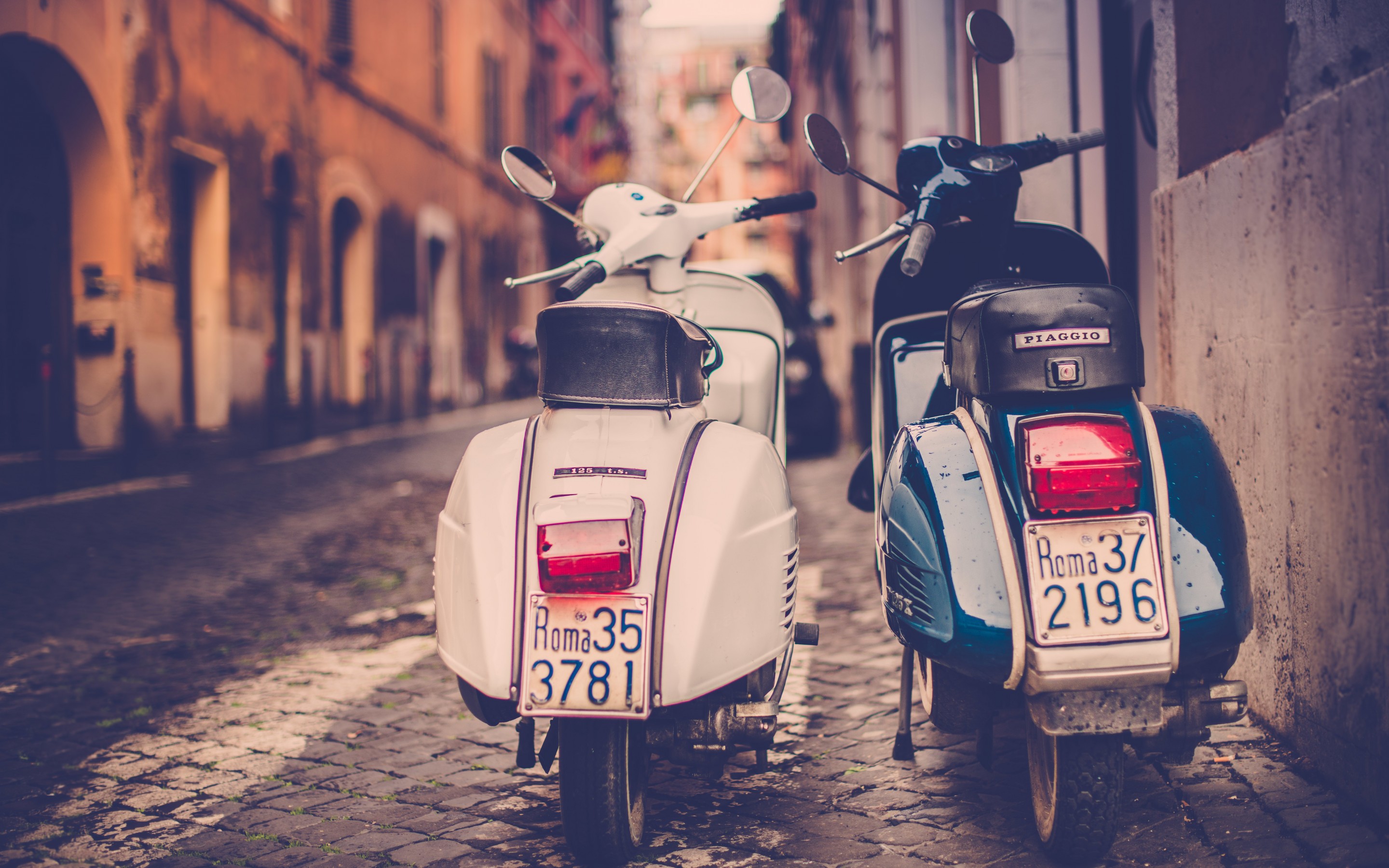 italy, piaggio, motorcycles, road, street, rome, moped 4K Ultra