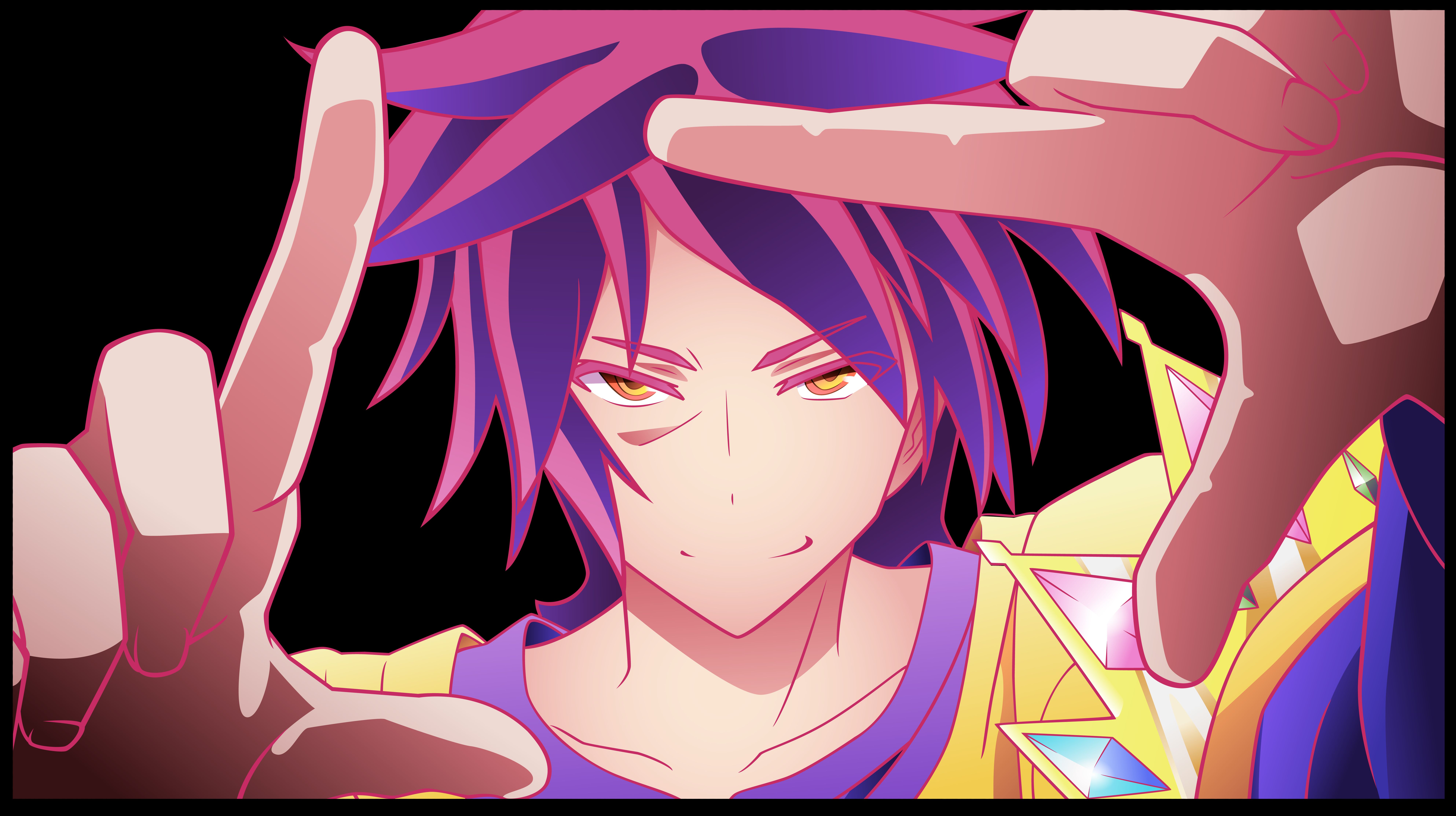 670166 baixar papel de parede anime, no game no life, cabelo rosa, cabelo roxo, sora (sem jogo sem vida), cabelo em dois tons, olhos amarelos - protetores de tela e imagens gratuitamente