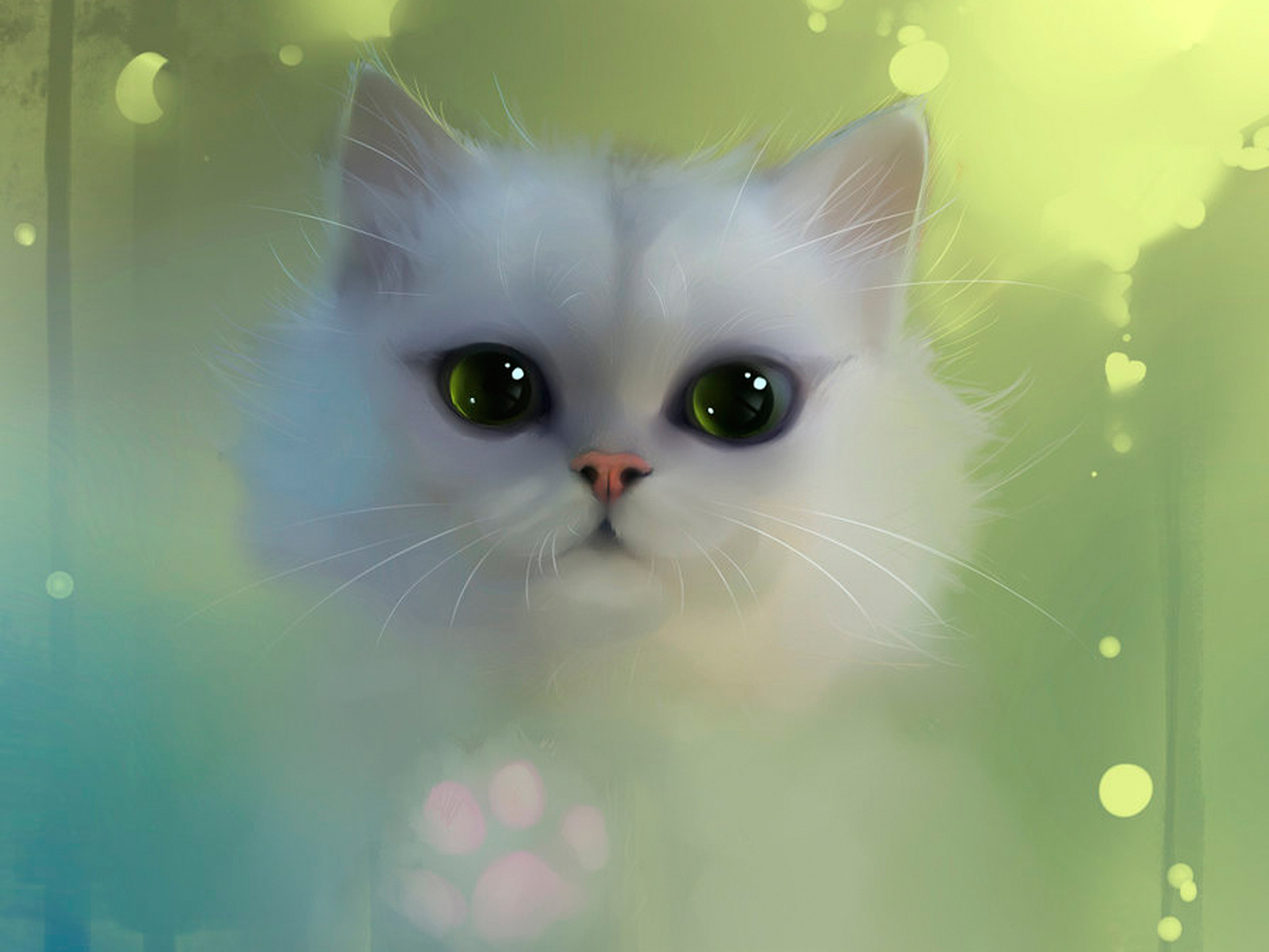 Descarga gratuita de fondo de pantalla para móvil de Gatito, Gato, Animales, Ojos Verdes, Artístico.