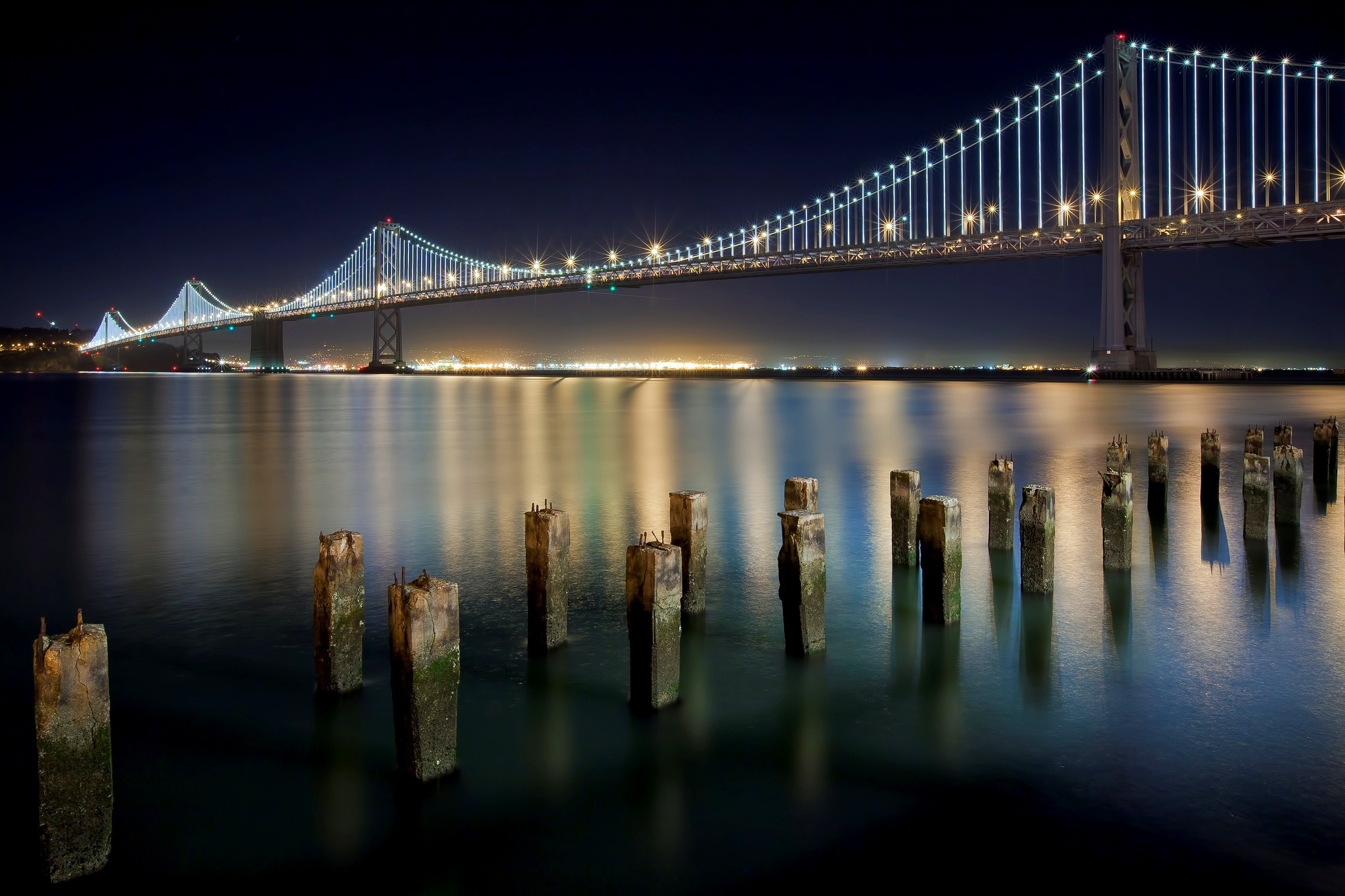 Скачать картинку Бэй Бридж, Калифорния, Сан Франциско, Мост, Мосты, Сделано Человеком, Океан в телефон бесплатно.