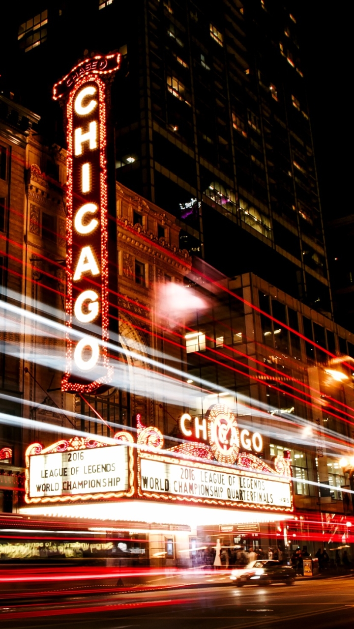 Download mobile wallpaper Cities, Night, Usa, City, Building, Light, Chicago, Man Made, Time Lapse for free.