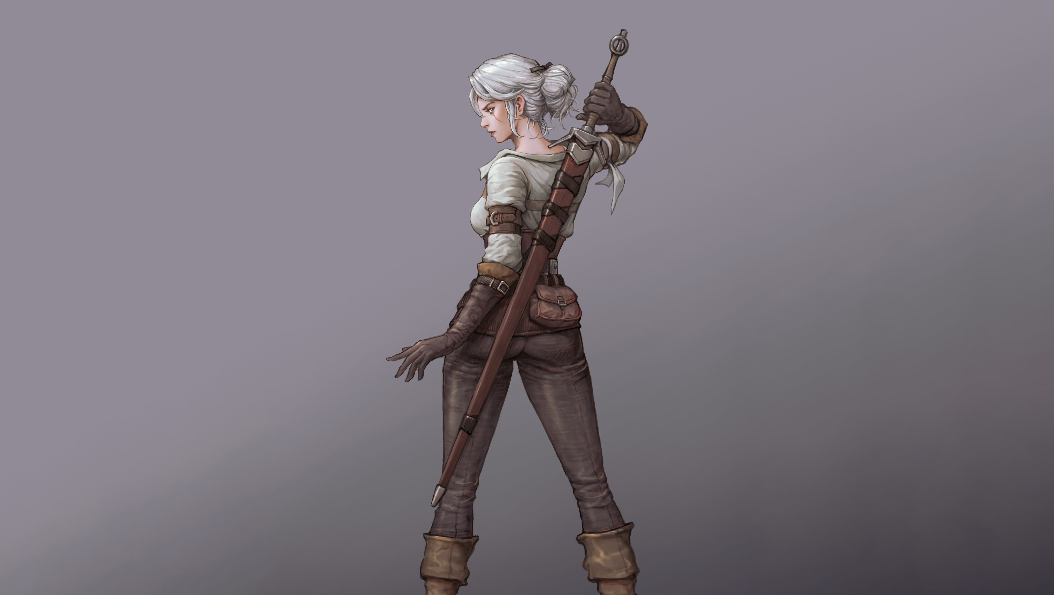 Free download wallpaper Sword, Video Game, White Hair, Woman Warrior, The Witcher, The Witcher 3: Wild Hunt, Ciri (The Witcher) on your PC desktop