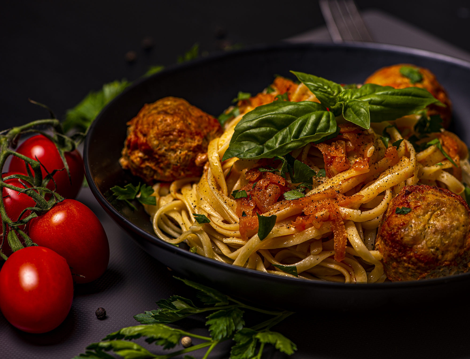 pasta, food, meatball, meal, tomato