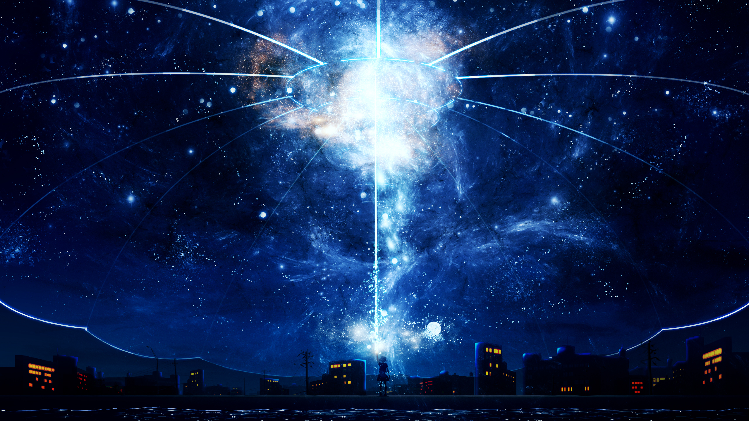 Baixar papel de parede para celular de Anime, Estrelas, Noite, Luz, Original gratuito.