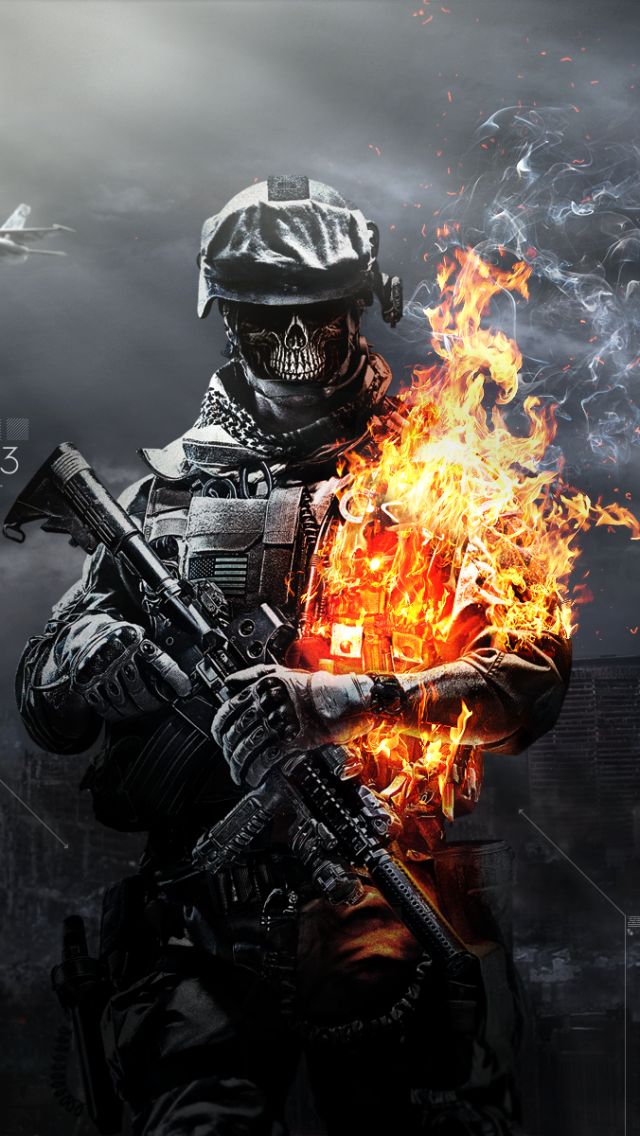 Handy-Wallpaper Schlachtfeld, Maske, Schädel, Skelett, Computerspiele, Battlefield 3 kostenlos herunterladen.