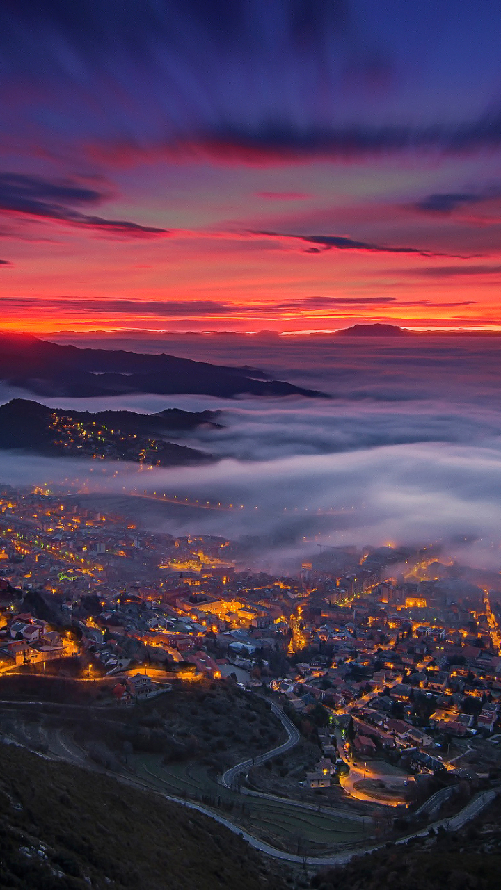 night, photography, landscape, spain, horizon, valley, fog, catalonia, berga, cloud, sky