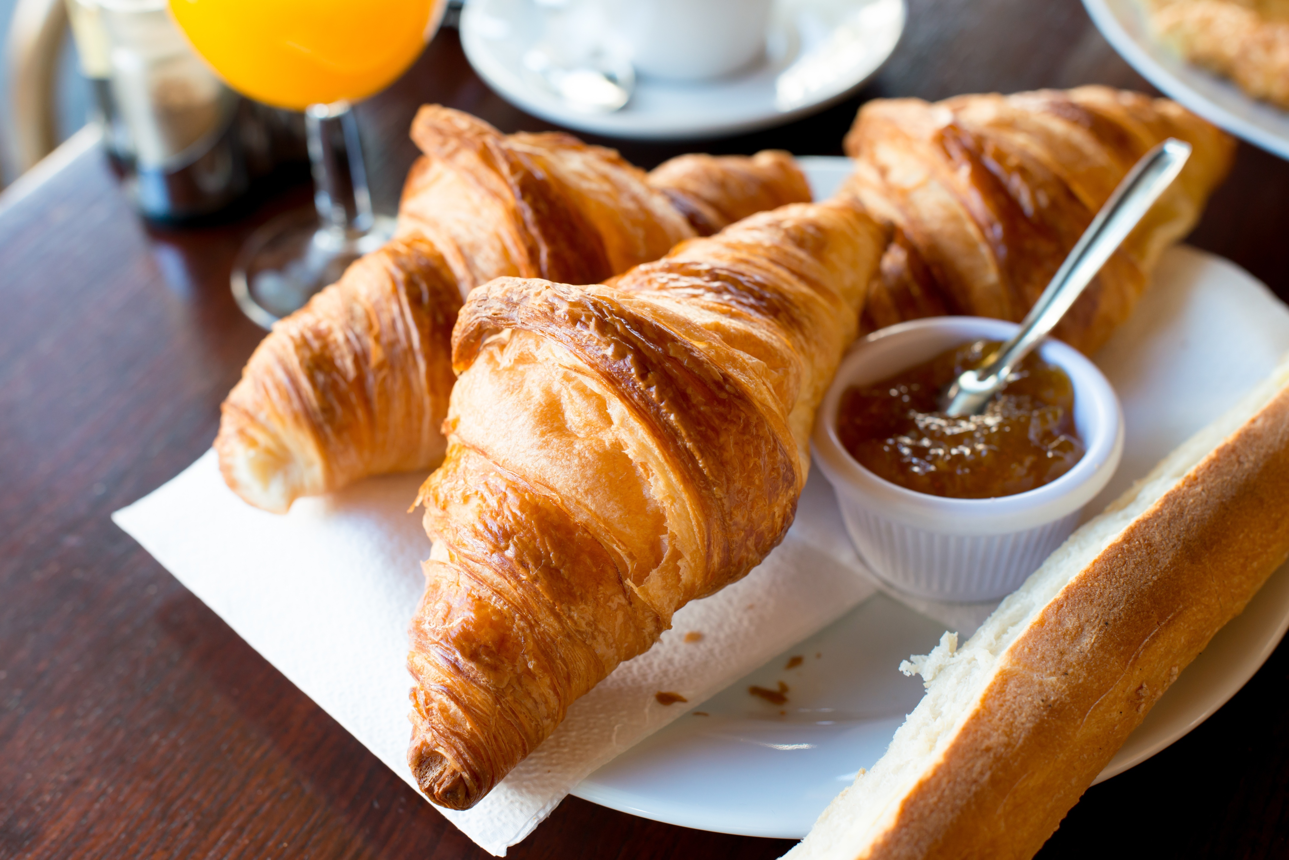 Download mobile wallpaper Food, Jam, Breakfast, Croissant for free.