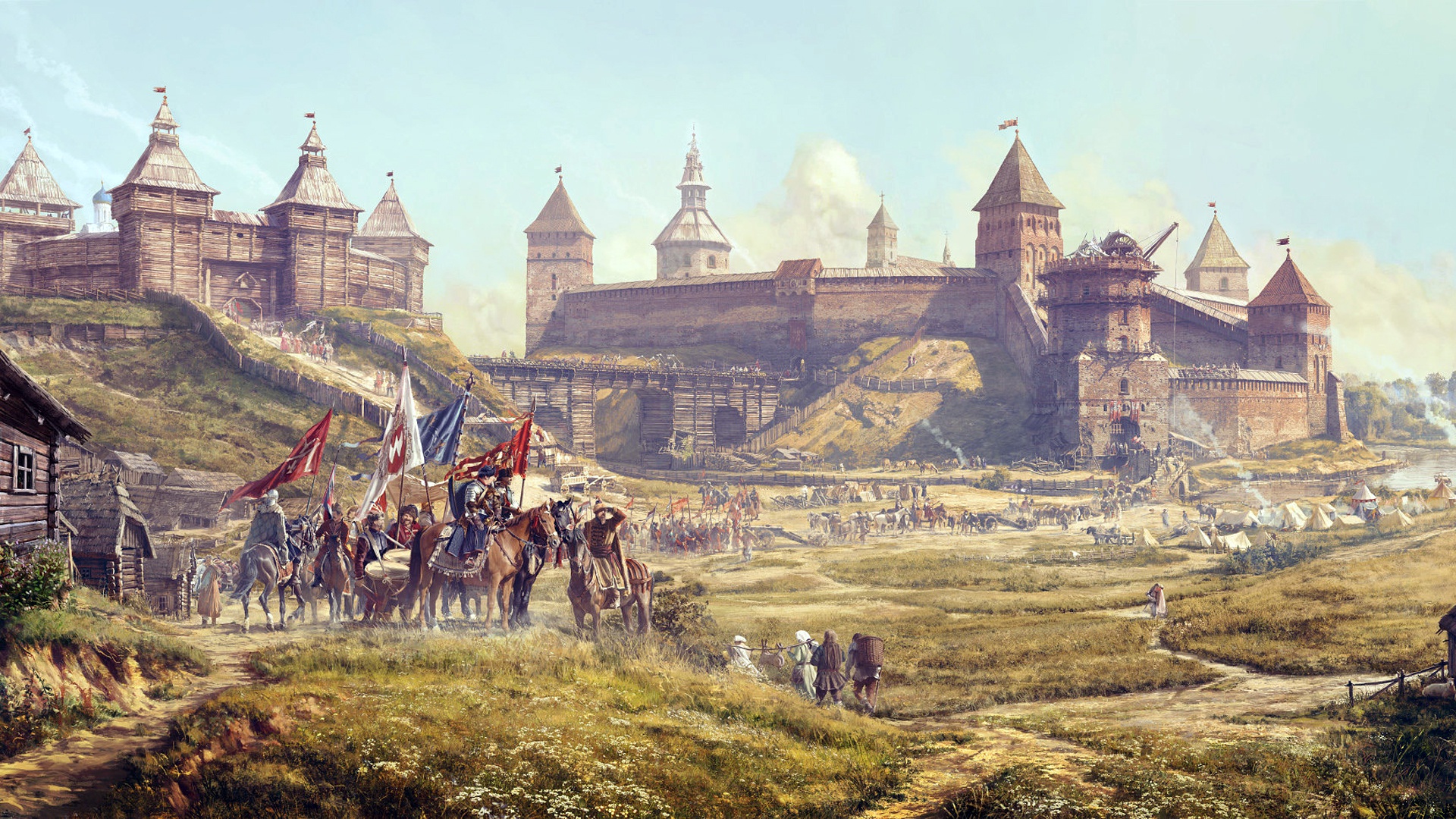 Free download wallpaper Fantasy, Castles, Knight, Castle, Banner on your PC desktop