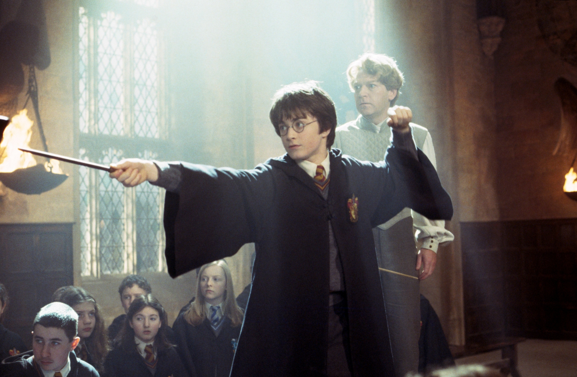 movie, harry potter and the chamber of secrets, daniel radcliffe, gilderoy lockhart, harry potter, kenneth branagh