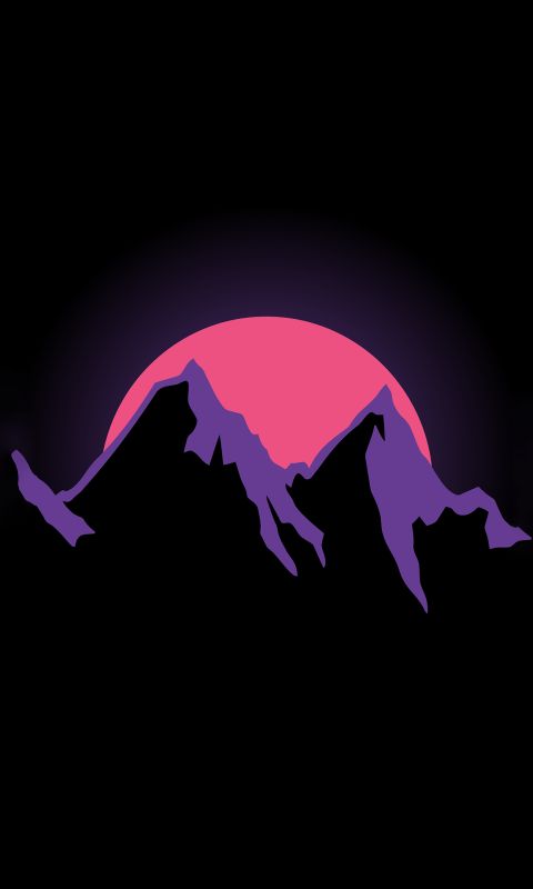 Download mobile wallpaper Night, Mountain, Artistic, Minimalist for free.