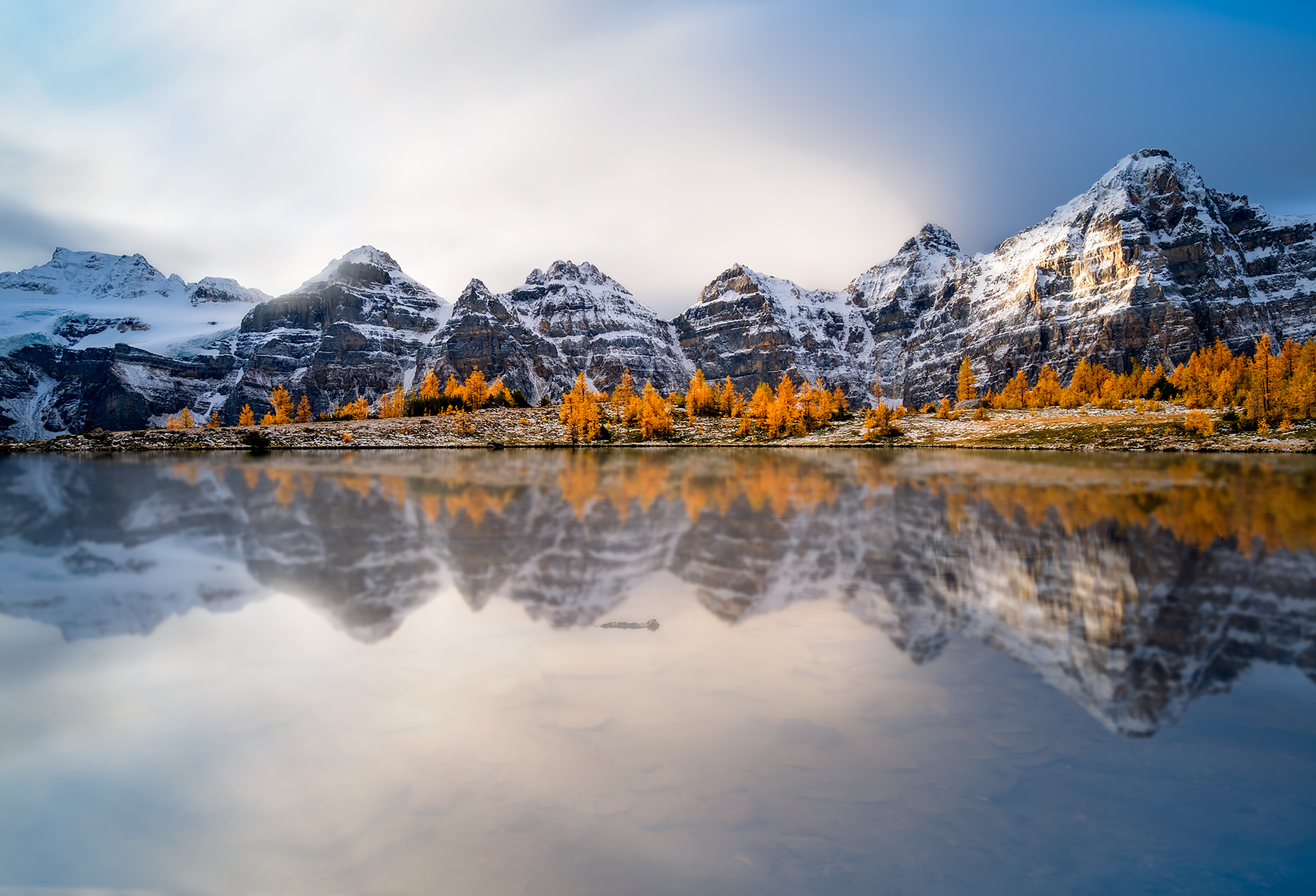 Desktop FHD rocks, nature, mountains, lake, reflection, canada