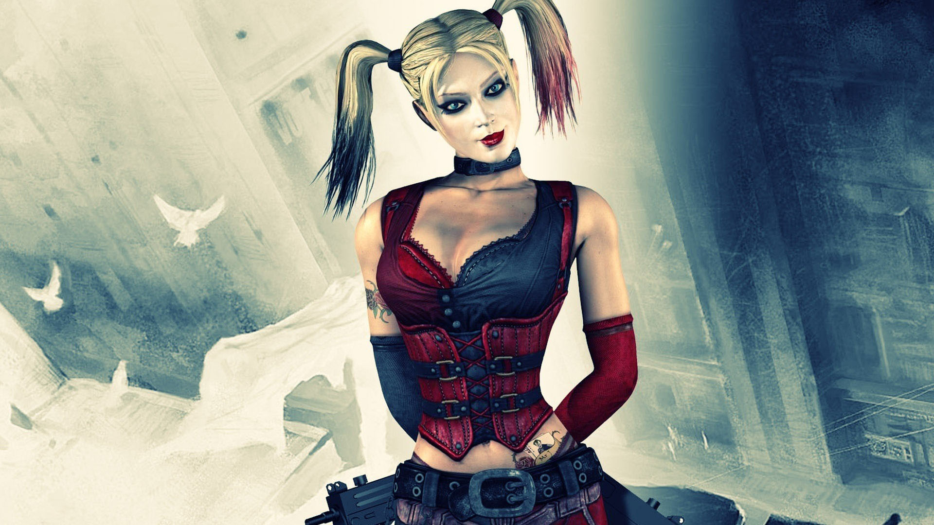 Laden Sie das Batman, Computerspiele, Harley Quinn, Batman: Arkham City-Bild kostenlos auf Ihren PC-Desktop herunter