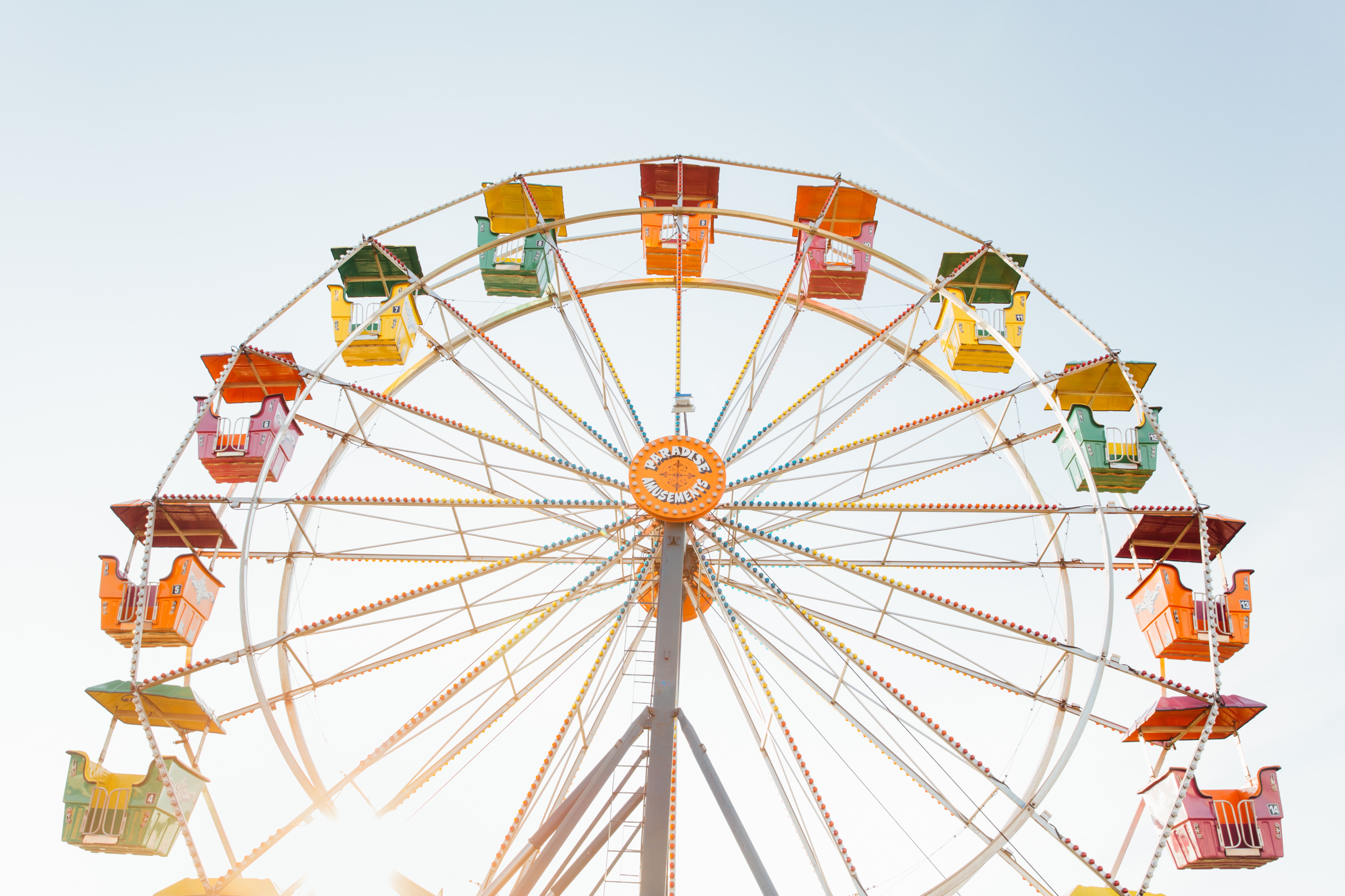 Download mobile wallpaper Ferris Wheel, Amusement Park, Man Made for free.