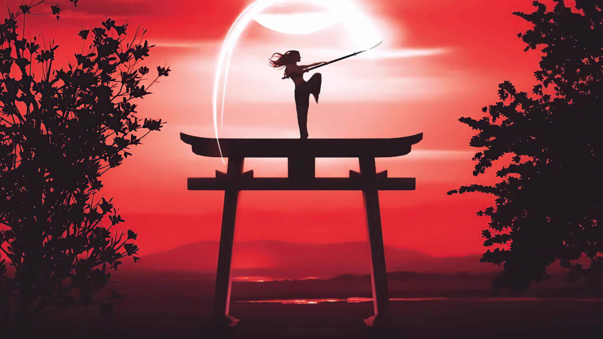 Download mobile wallpaper Anime, Girl, Torii, Martial Arts for free.
