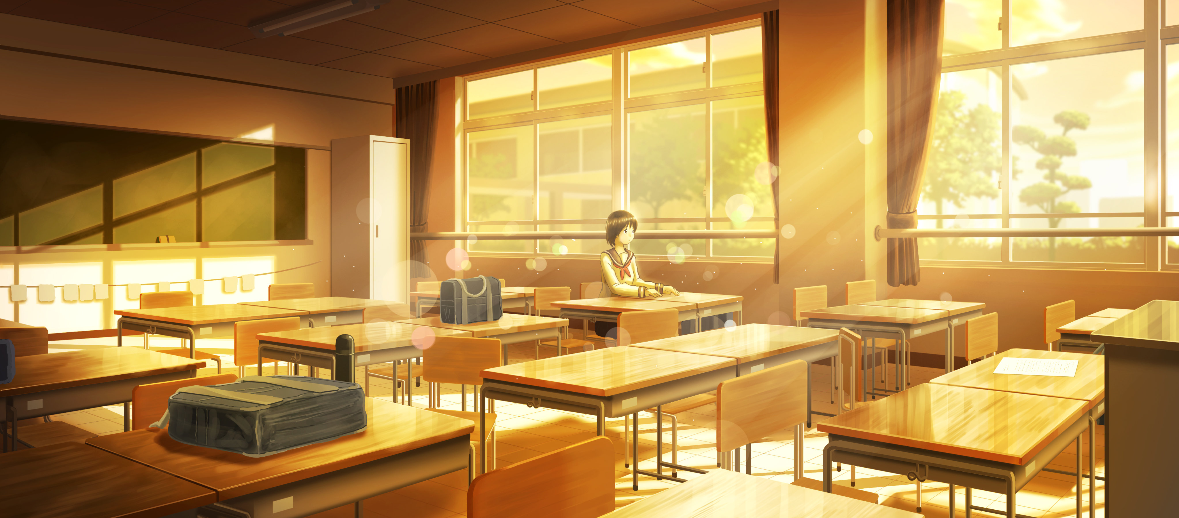 Free download wallpaper Anime, Girl, Room, Classroom on your PC desktop