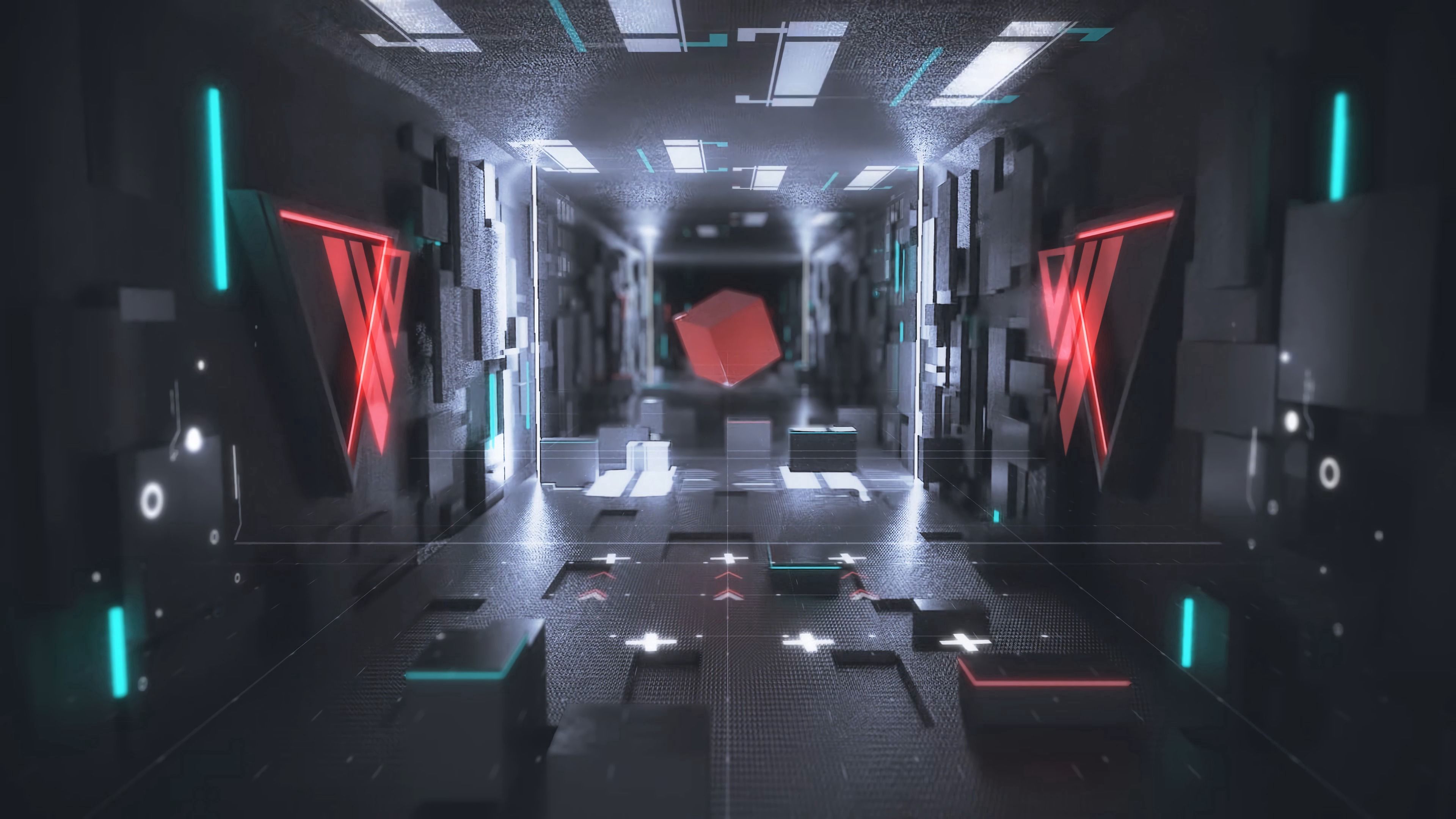 cube, 3d, neon, glow, figure Full HD
