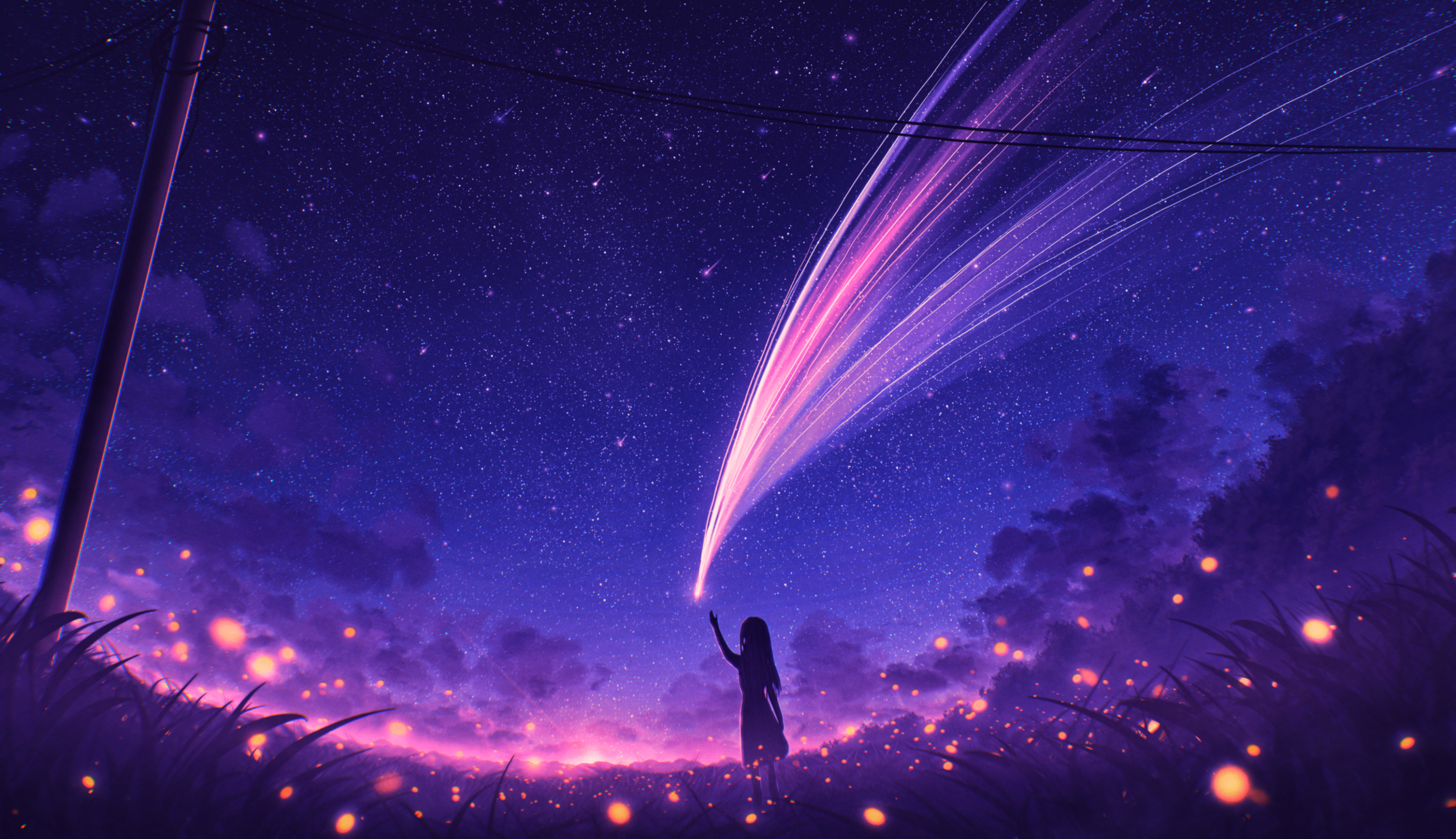 Laden Sie das Nacht, Himmel, Animes, Sternenklarer Himmel-Bild kostenlos auf Ihren PC-Desktop herunter