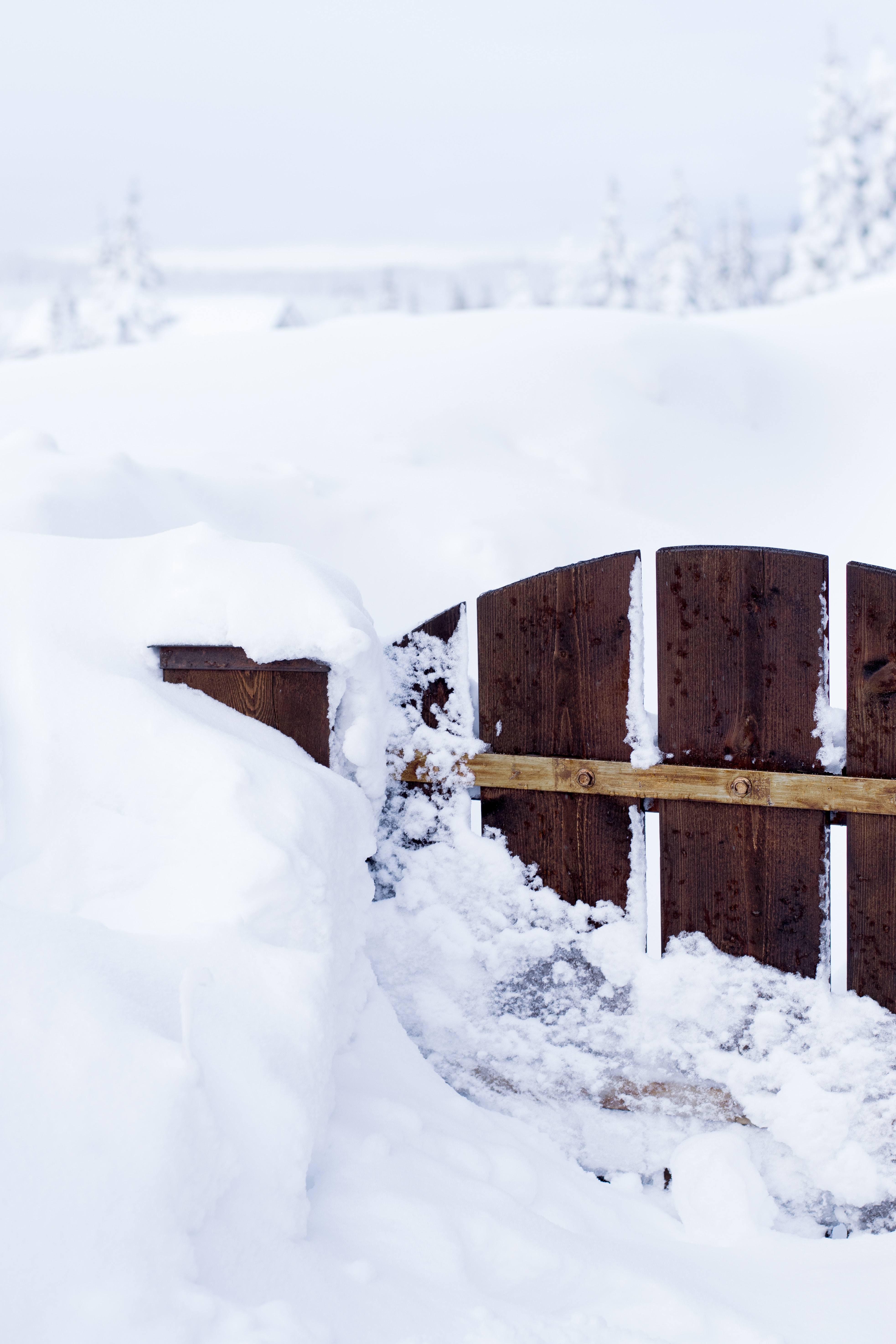 PCデスクトップに冬, 自然, 雪, 塀, フェンス, ゲート, 改札口画像を無料でダウンロード
