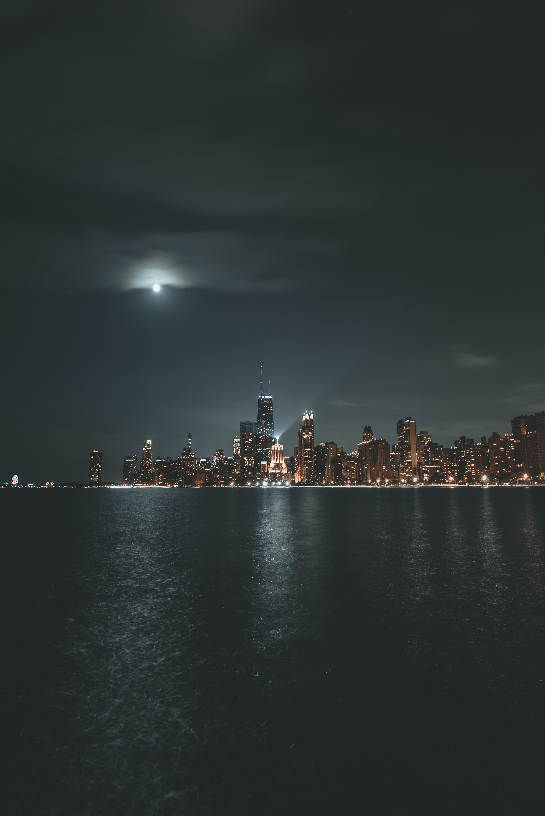 Free download wallpaper Cities, Building, Lake, Night City, Panorama, Architecture on your PC desktop