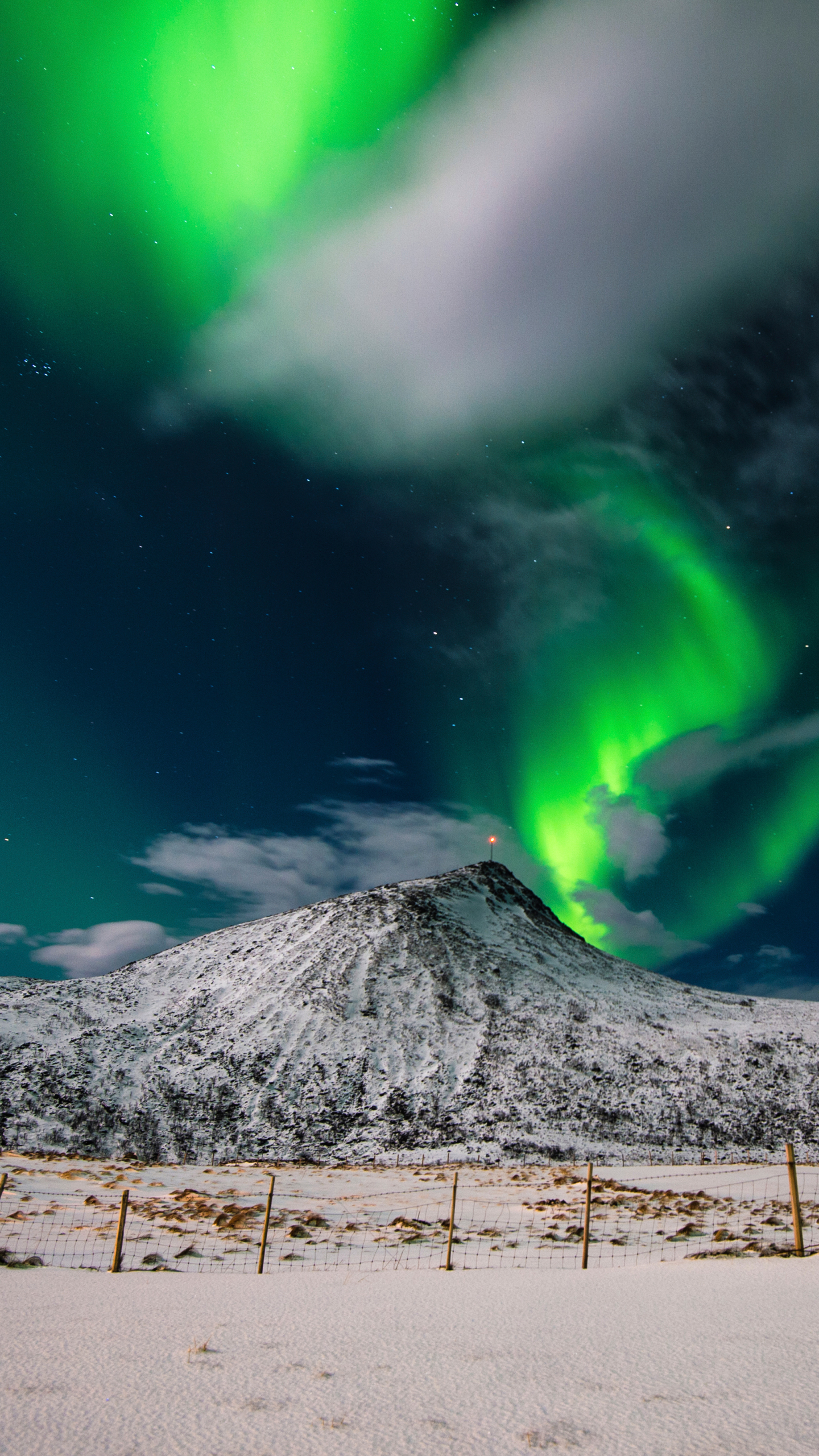 無料モバイル壁紙風景, 自然, 雪, 山, 地球, オーロラ, ノルウェー, 夜, 空, ロフォーテン諸島をダウンロードします。
