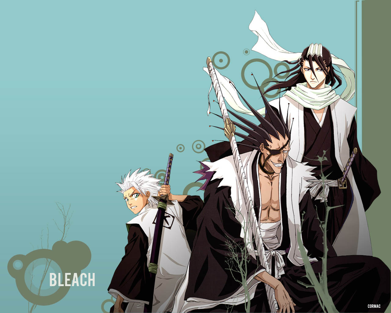 Download mobile wallpaper Anime, Bleach, Byakuya Kuchiki, Kenpachi Zaraki, Tōshirō Hitsugaya for free.