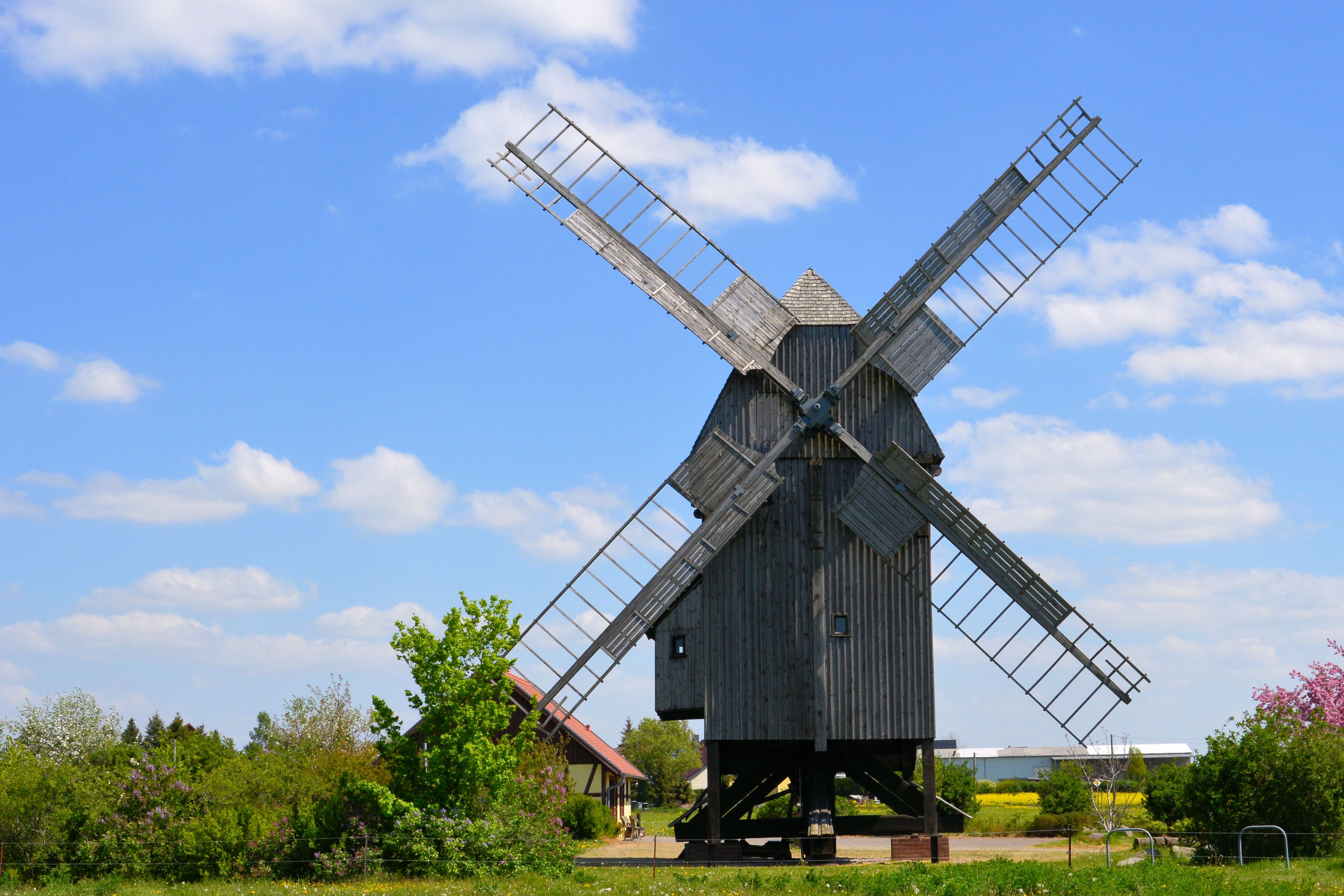 windmill, old, man made