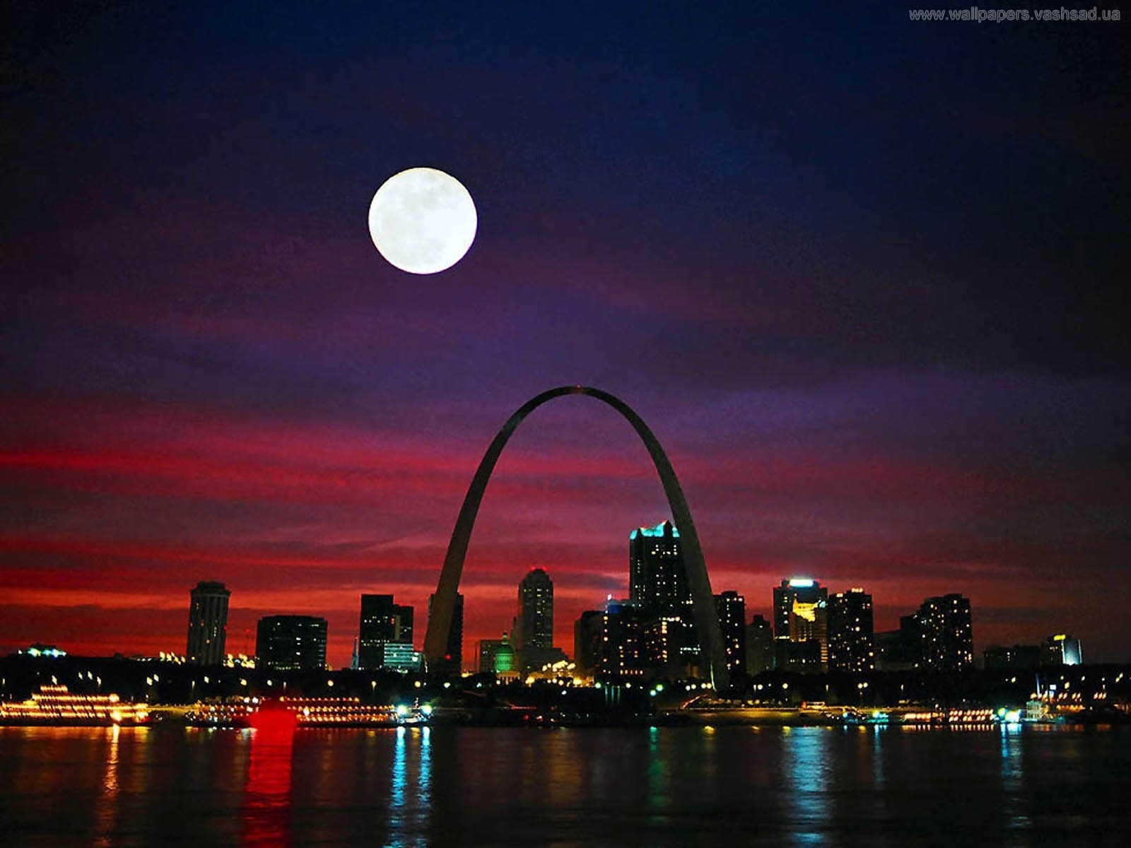 Download mobile wallpaper Cities, Landscape, Moon for free.