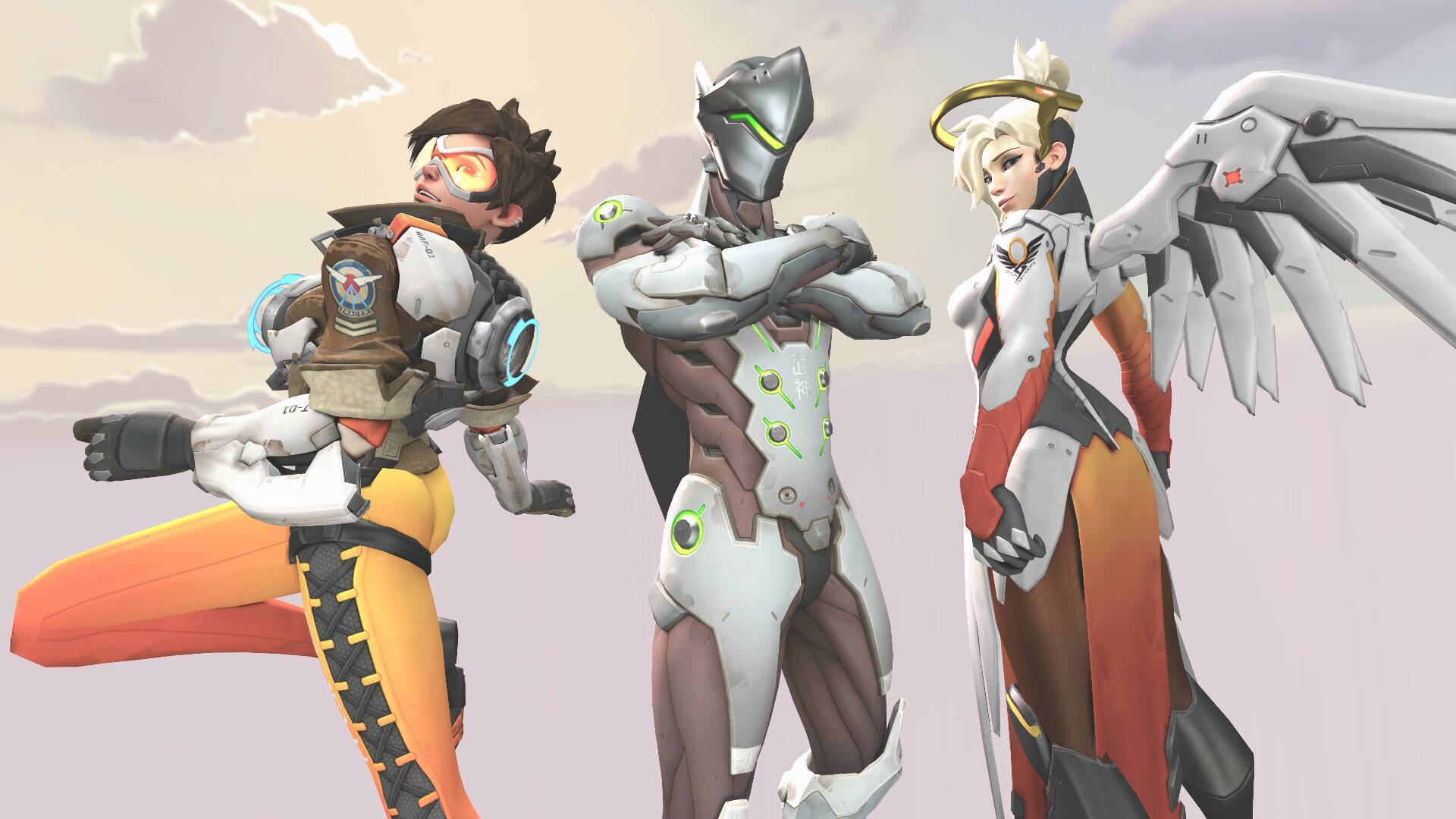 Download mobile wallpaper Overwatch, Video Game, Mercy (Overwatch), Tracer (Overwatch), Genji (Overwatch) for free.