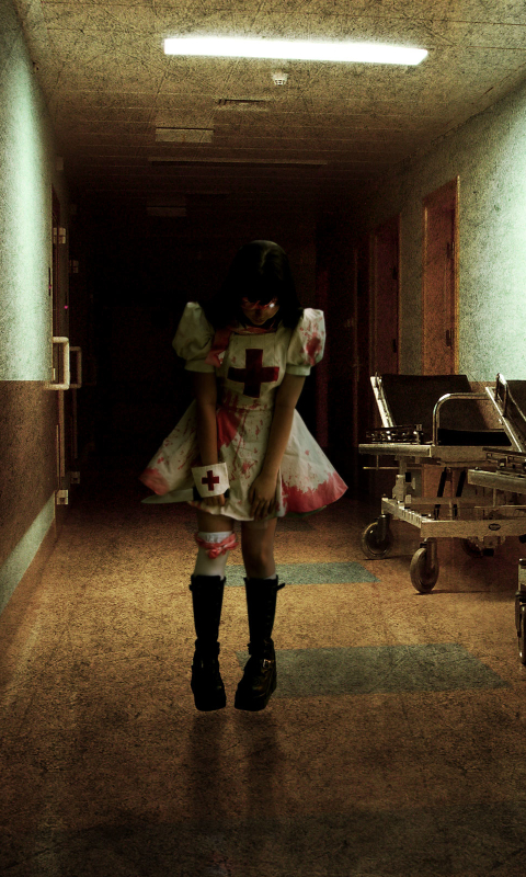 hospital, dark, women, child, horror, nurse, blood, cross