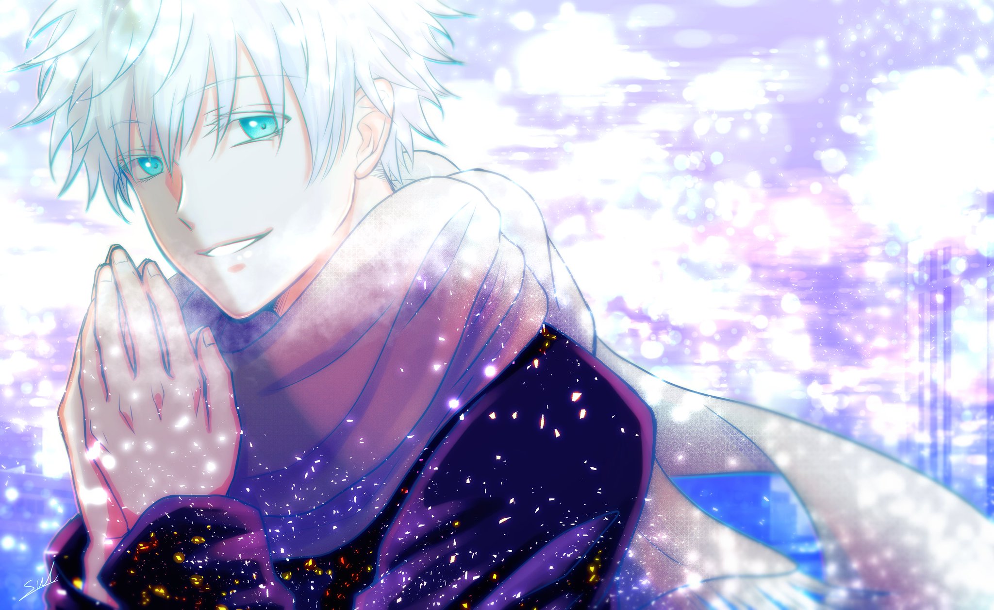 Download mobile wallpaper Anime, Scarf, Blue Eyes, White Hair, Satoru Gojo, Jujutsu Kaisen for free.