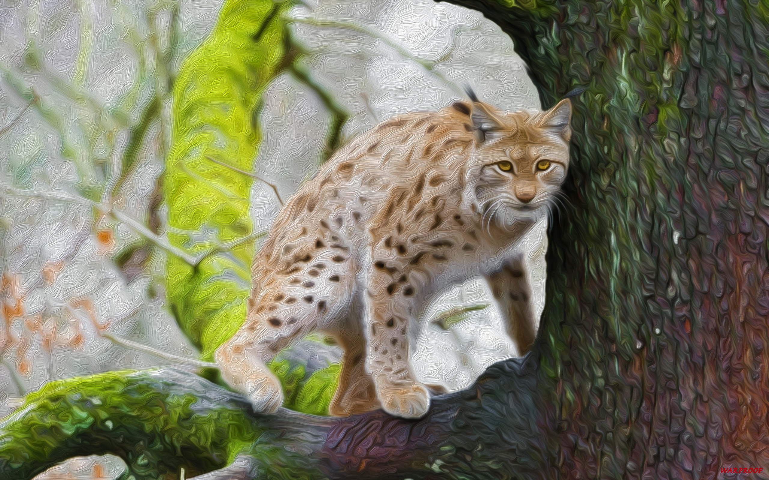 Download mobile wallpaper Oil Painting, Lynx, Cats, Animal for free.