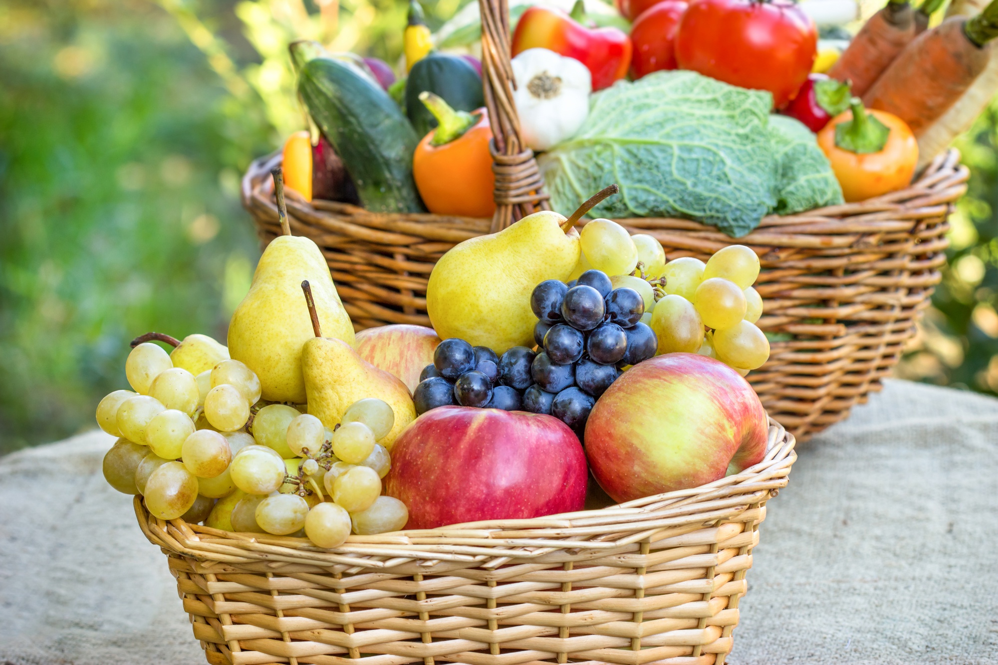 fruits & vegetables, food, apple, basket, grapes, pear, vegetable, fruits