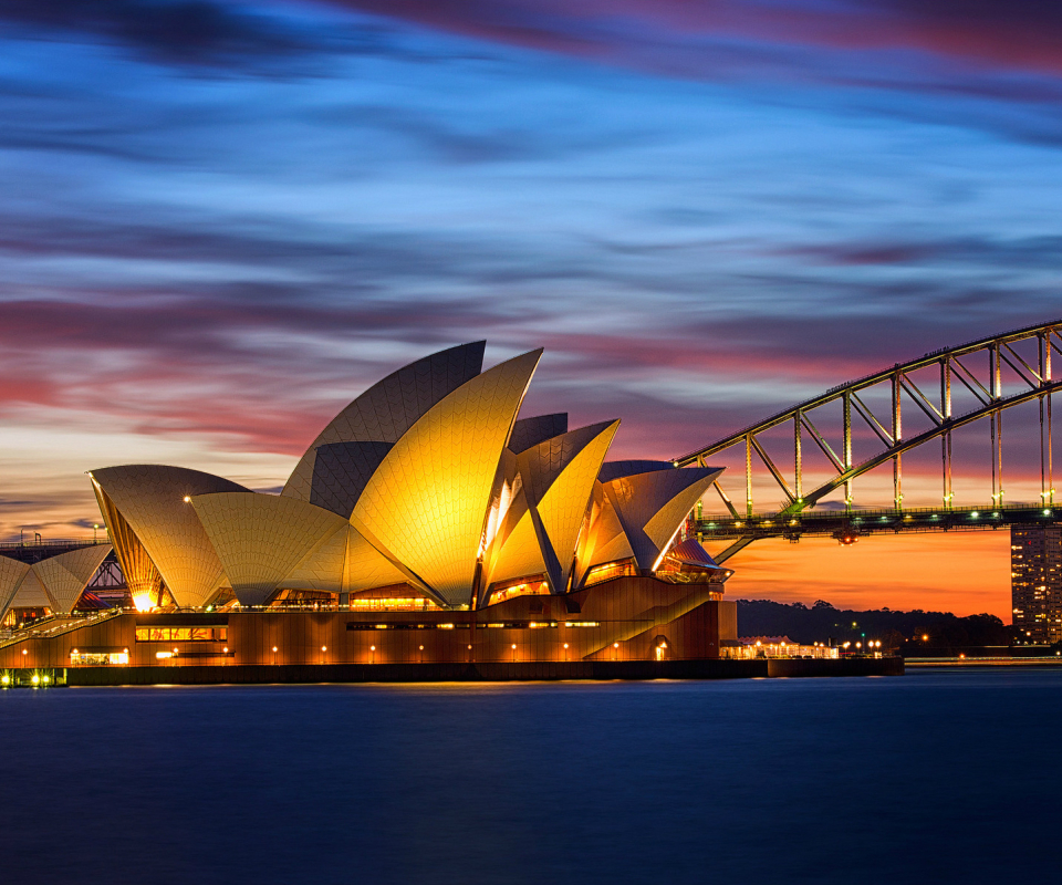 Скачать обои бесплатно Мост, Сиднейский Оперный Театр, Сделано Человеком, Сидней Харбор картинка на рабочий стол ПК