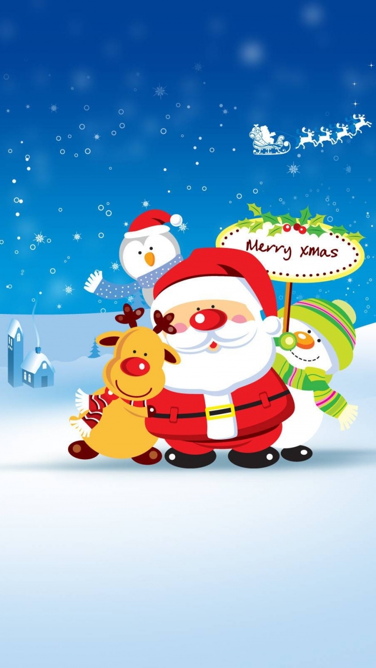 Download mobile wallpaper Christmas, Holiday, Santa, Merry Christmas, Reindeer for free.