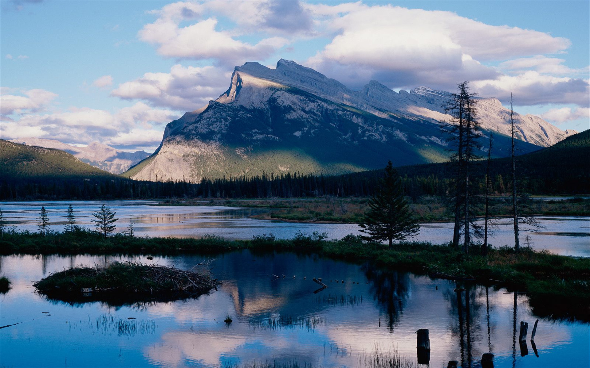 無料モバイル壁紙自然, 水, 木, 山, カナダ, 地球, 山岳, クラウドをダウンロードします。