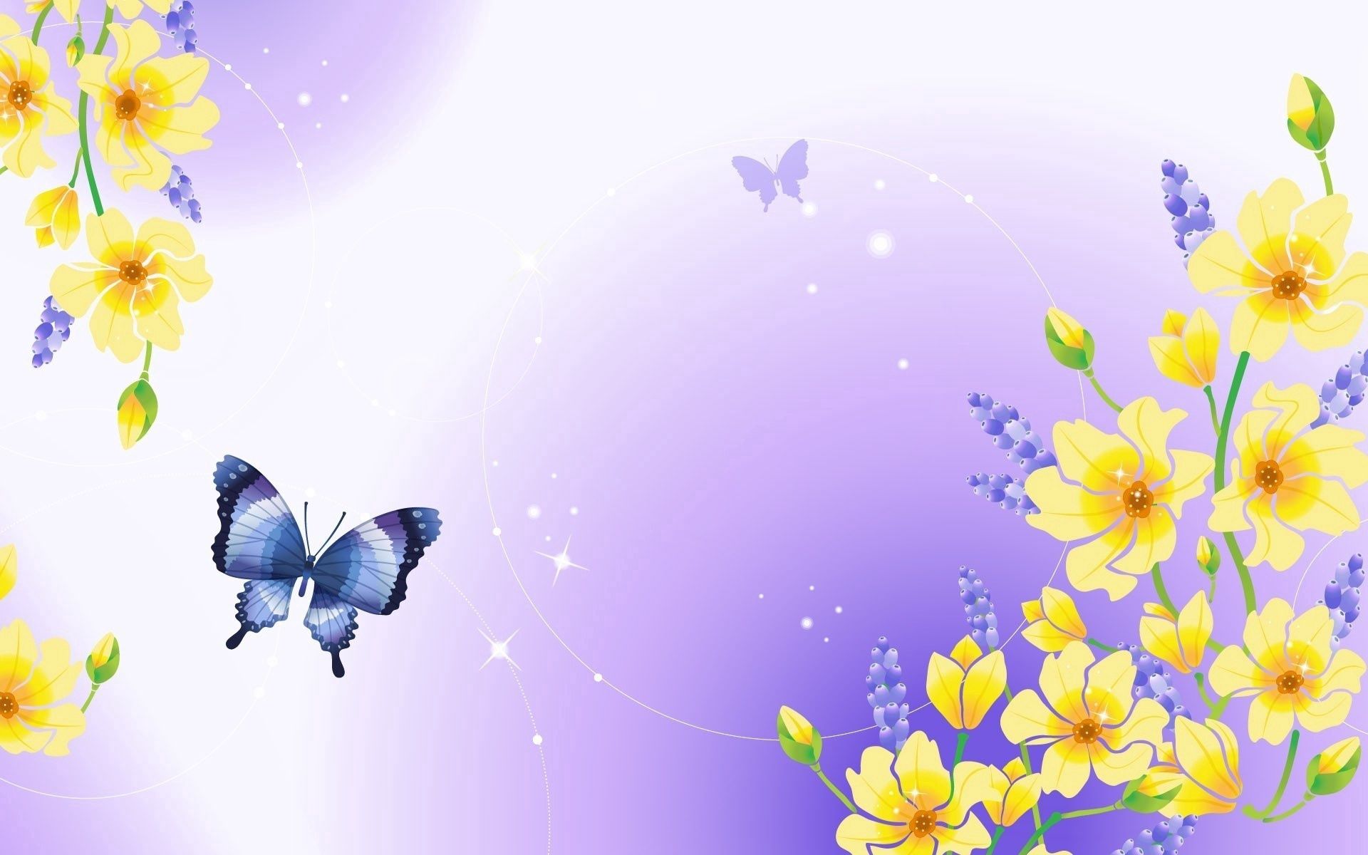 133757 скачать обои бабочка, блеск, абстракция, растения, природа, цветы, почки - заставки и картинки бесплатно