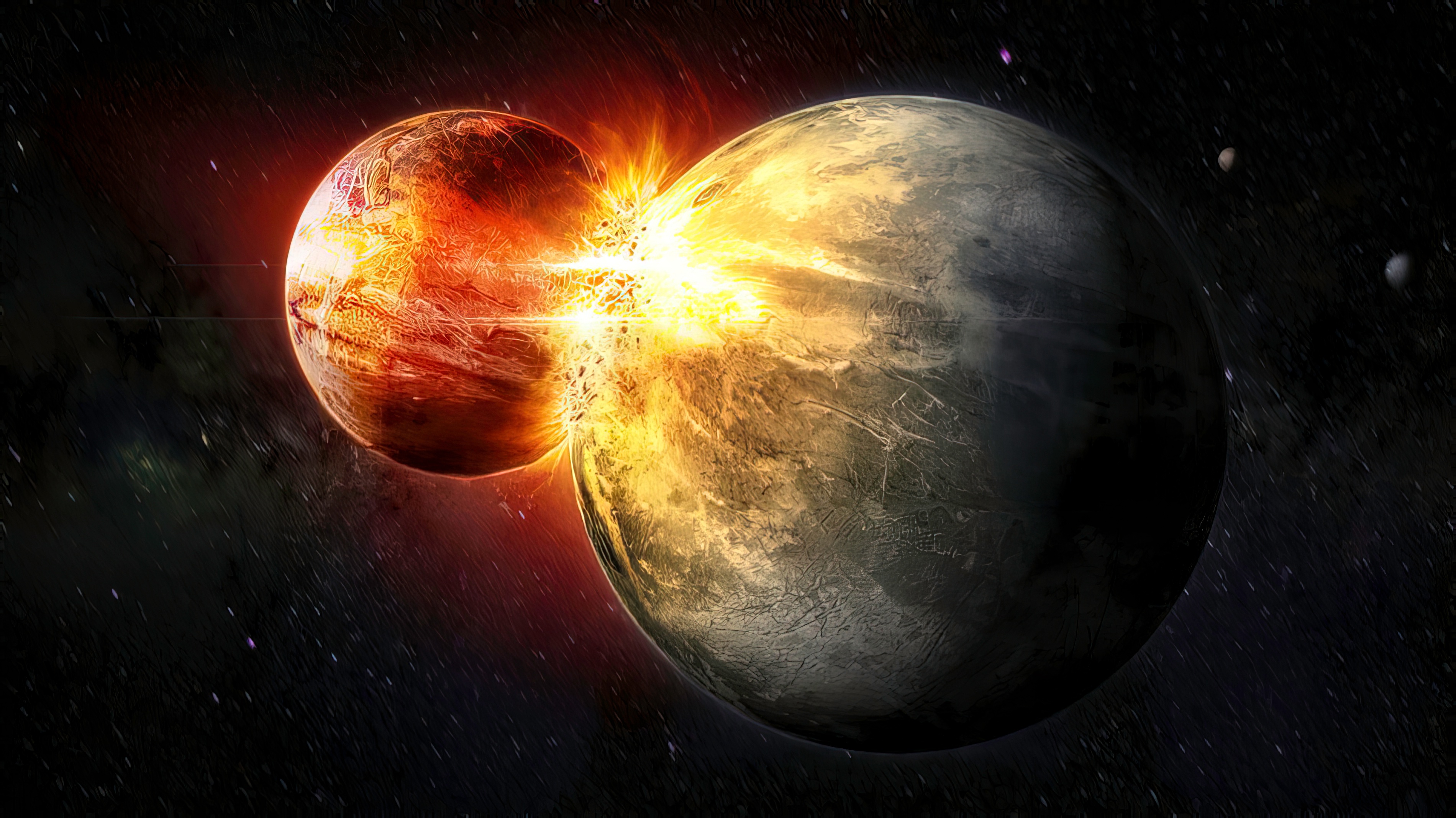 Free download wallpaper Space, Planet, Sci Fi, Collision on your PC desktop
