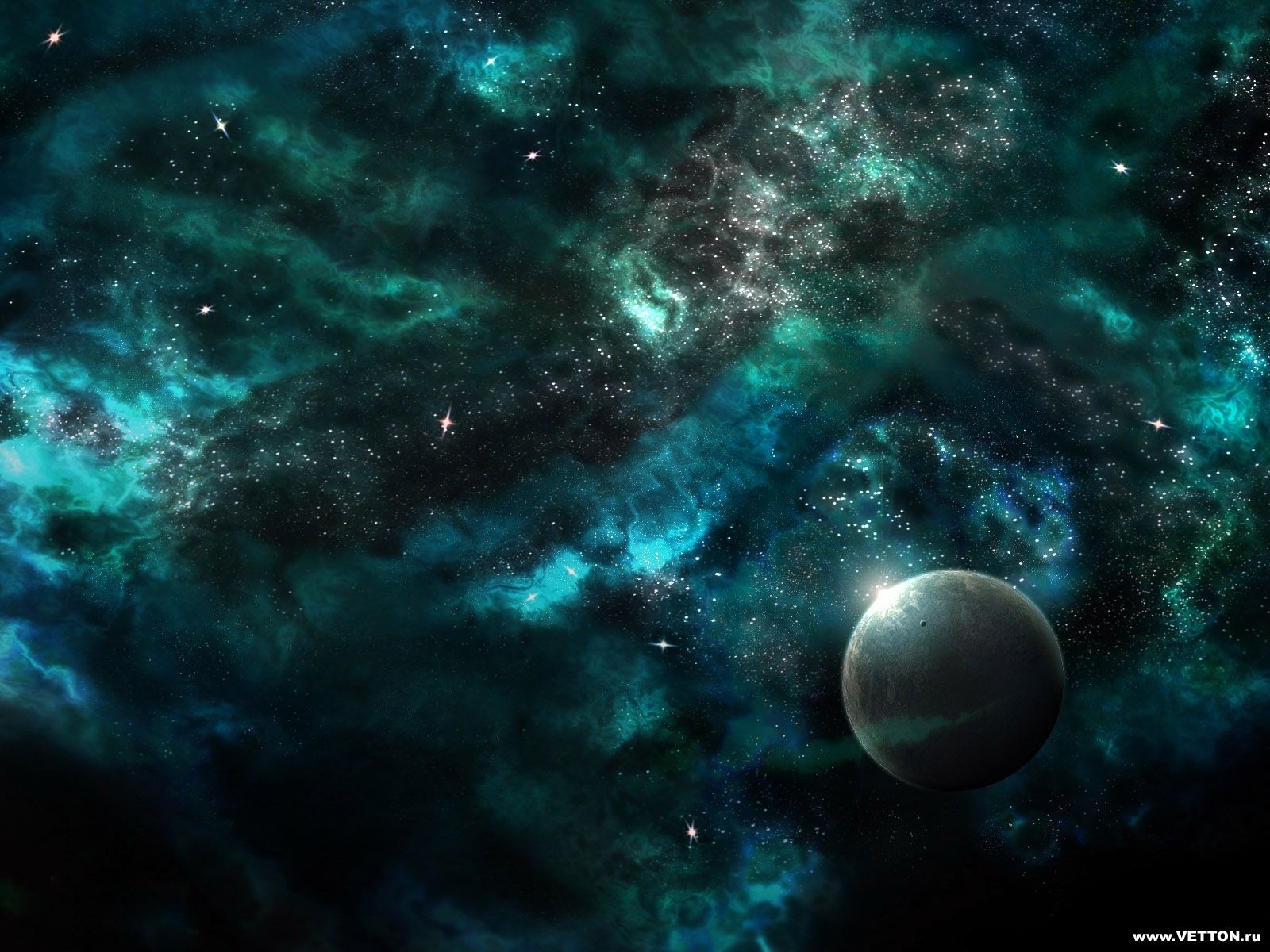 fantasy, landscape, stars, planets, universe, black Desktop home screen Wallpaper