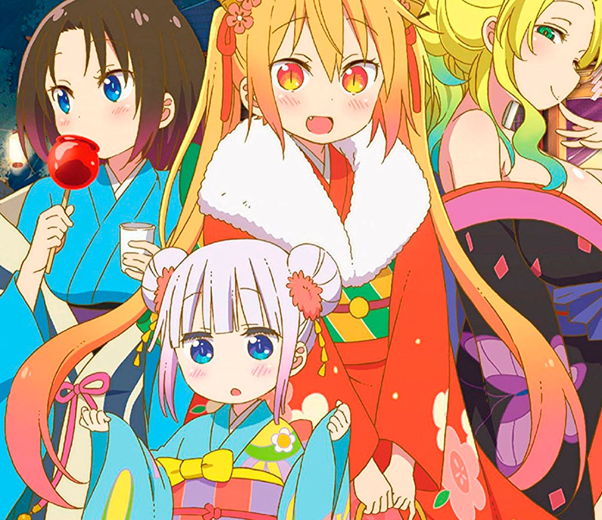Laden Sie das Animes, Tohru (Miss Kobayashis Drachenmädchen), Kobayashi San Chi No Maid Dragon, Elma (Miss Kobayashis Drachenmädchen), Kanna Kamui, Quetzalcoatl (Miss Kobayashis Drachenmädchen)-Bild kostenlos auf Ihren PC-Desktop herunter