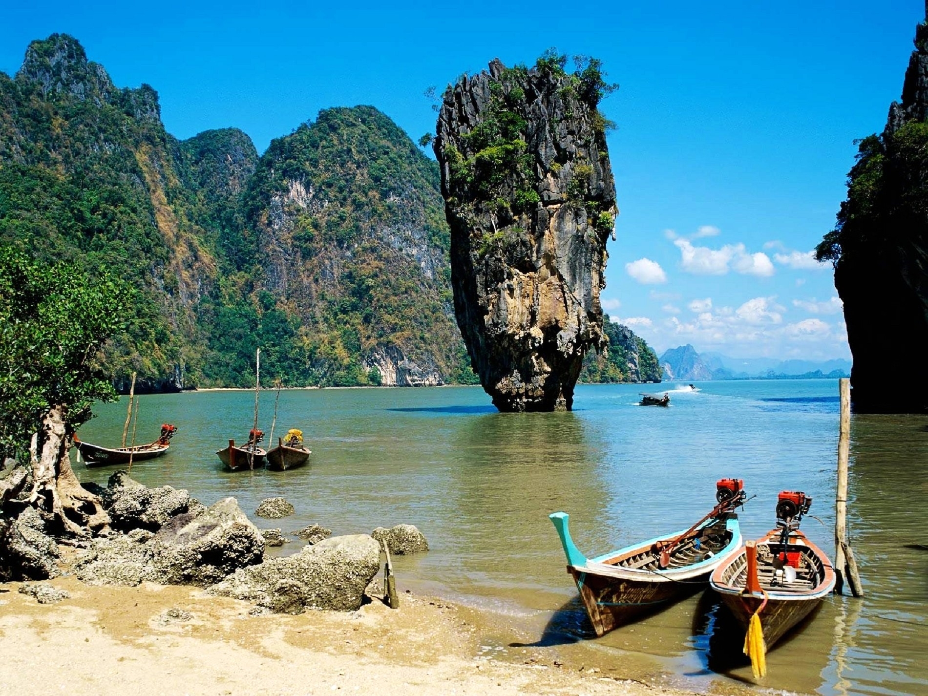 73224 télécharger l'image thaïlande, plage, bateaux, mer, tropiques, nature - fonds d'écran et économiseurs d'écran gratuits
