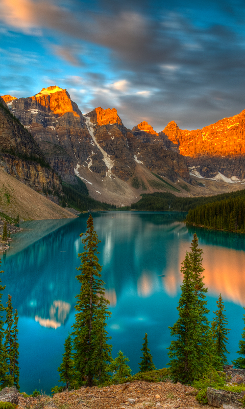 Скачать картинку Озера, Гора, Озеро, Канада, Лес, Земля/природа, Озеро Морейн в телефон бесплатно.