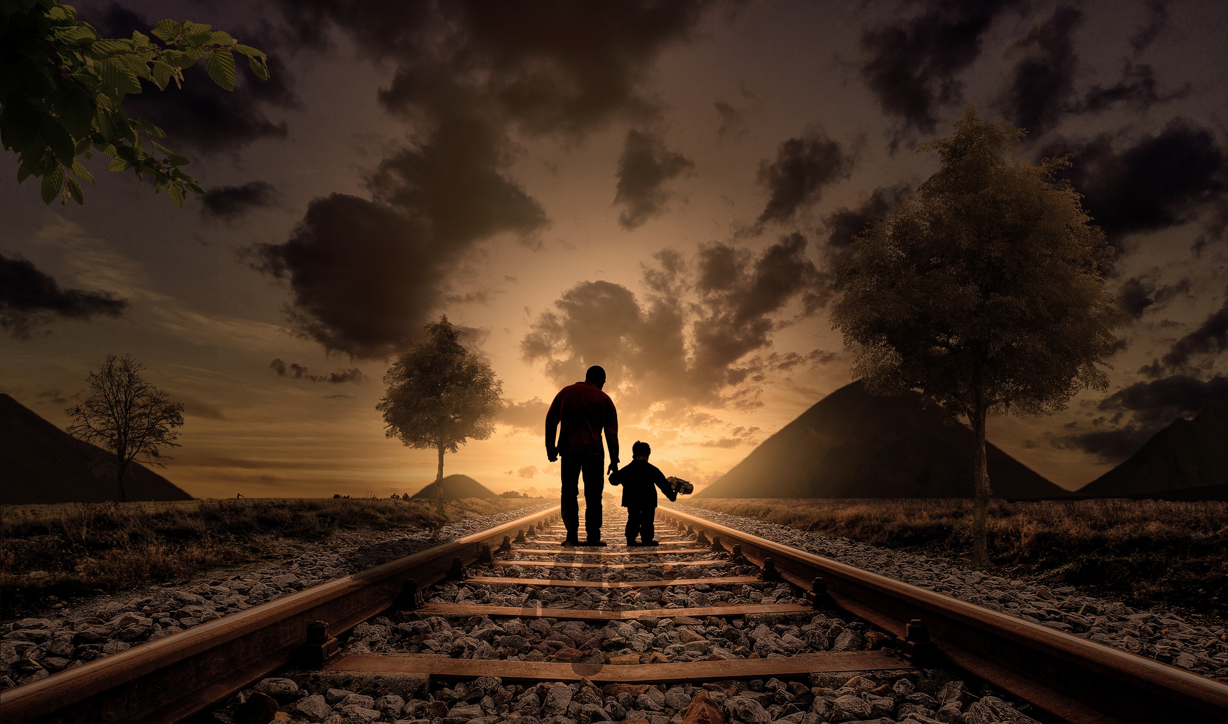 Free download wallpaper People, Love, Child, Photography, Railroad, Manipulation on your PC desktop
