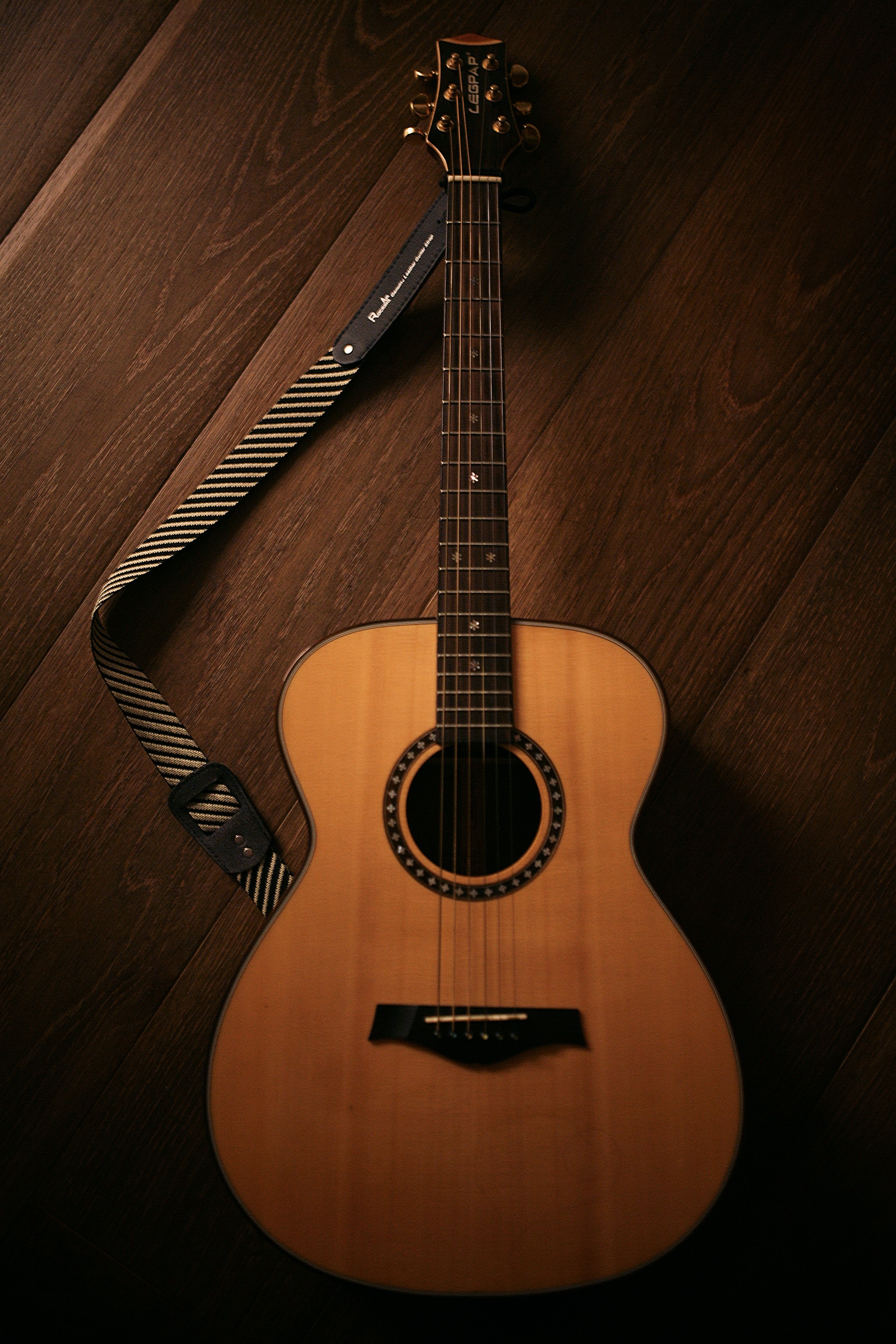 guitar, acoustic guitar, musical instrument, music, brown cellphone