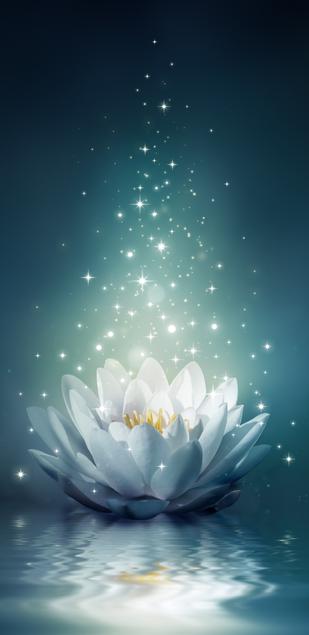 Download mobile wallpaper Flowers, Water, Flower, Light, Artistic, Water Lily for free.