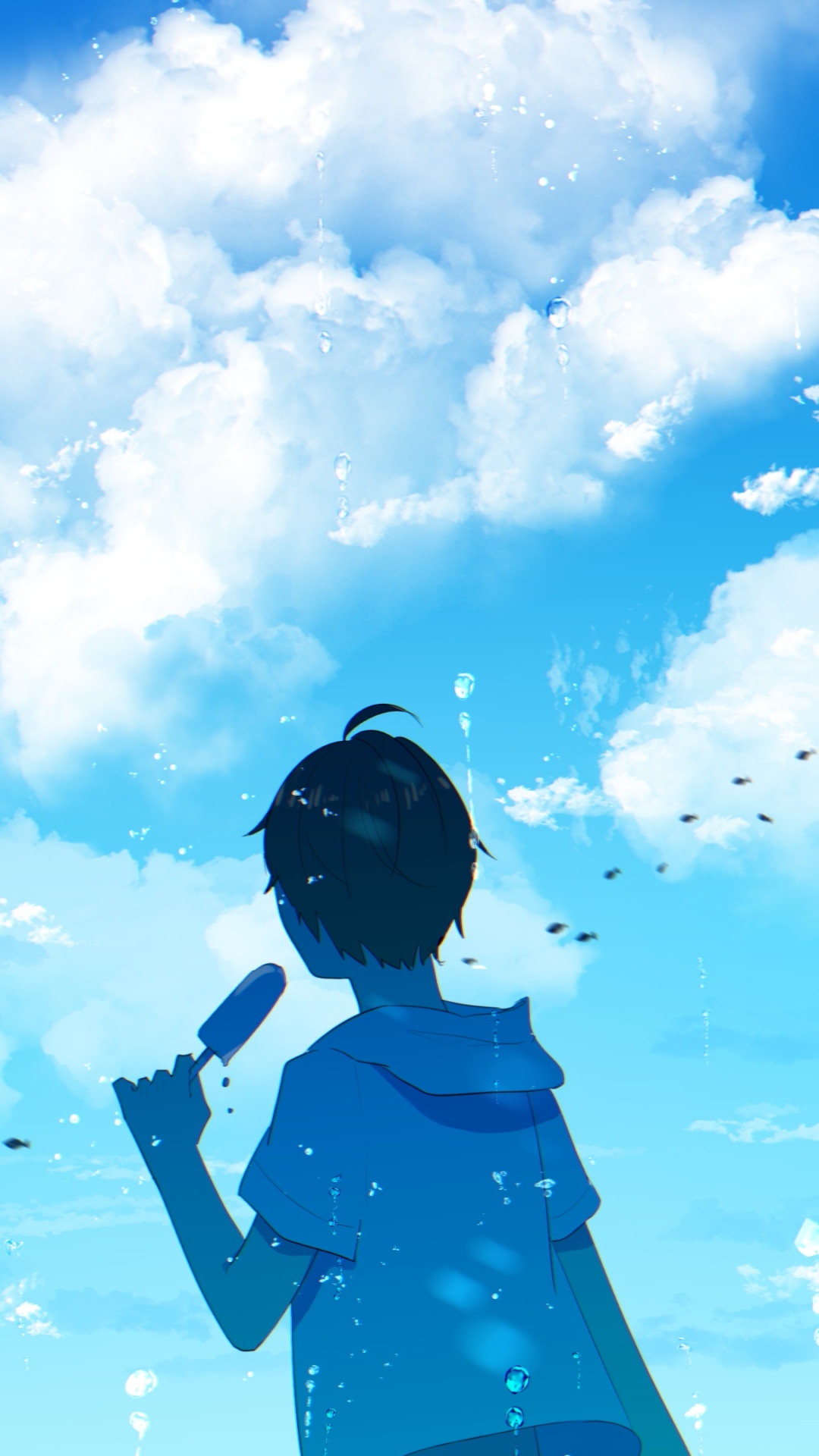 Download mobile wallpaper Anime, Sky, Underwater, Original, Popsicle for free.