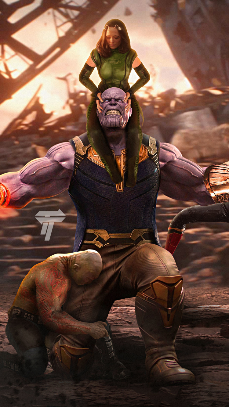 Descarga gratuita de fondo de pantalla para móvil de Los Vengadores, Películas, Drax El Destructor, Thanos, Mantis (Marvel Comics), Vengadores: Guerra Infinita.