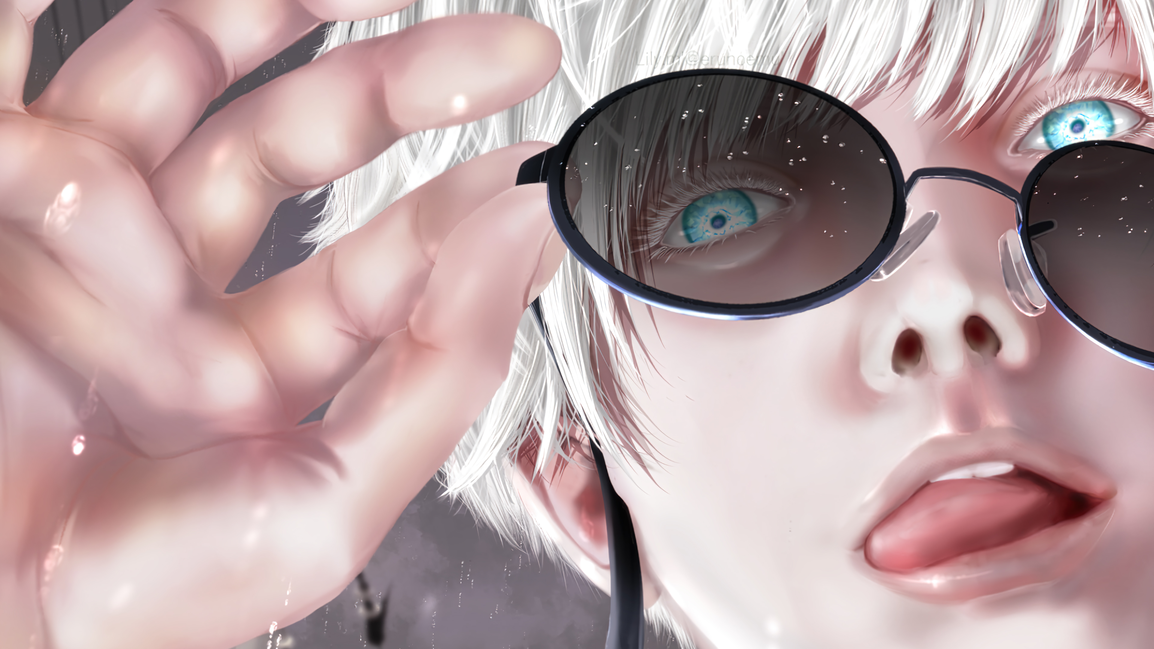 Download mobile wallpaper Anime, Glasses, Blue Eyes, White Hair, Satoru Gojo, Jujutsu Kaisen for free.