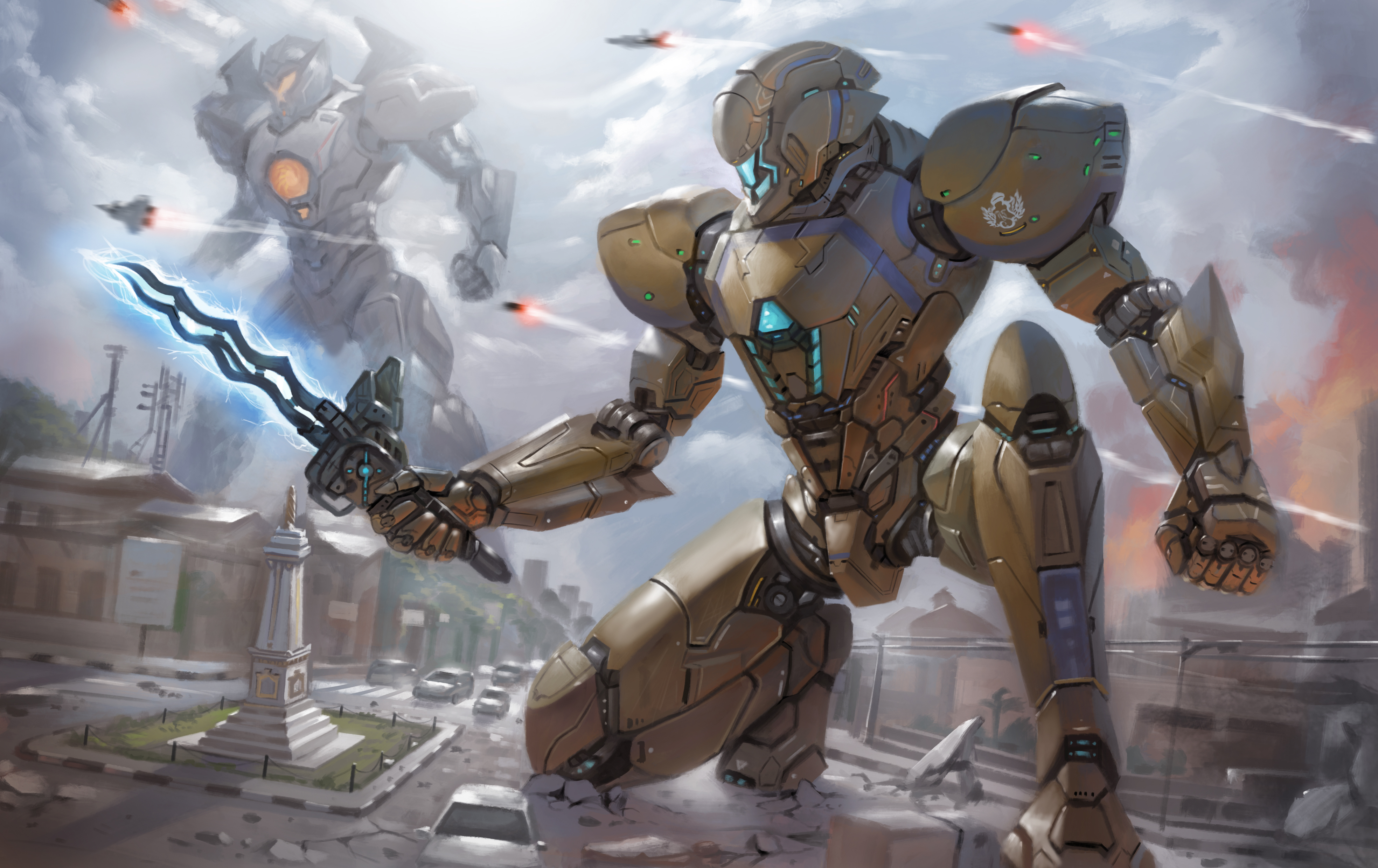 Free download wallpaper Robot, Sci Fi, Sword on your PC desktop